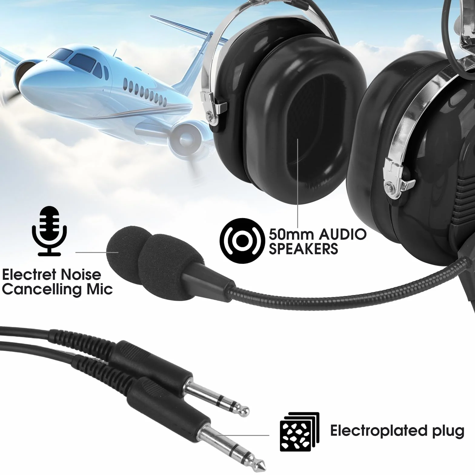 GA Auriculares de Aviación con Reducción de Ruido