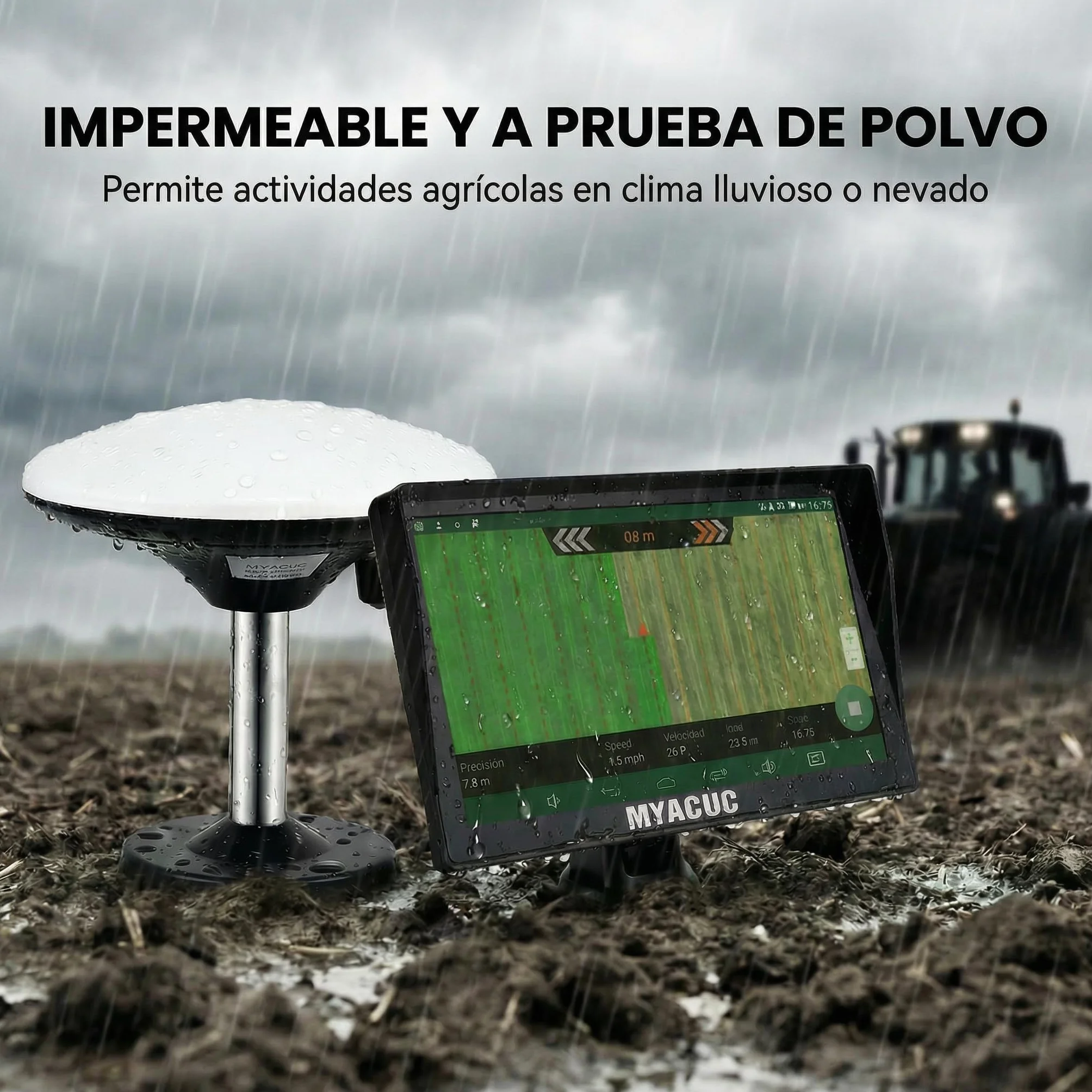 Navegador GPS para Tractor para Agricultura de Precisión, Navegador Agrícola GNSS con Pantalla Táctil de 9", Adecuado para Pulverización, Arado y Siembra, Posicionamiento Automático