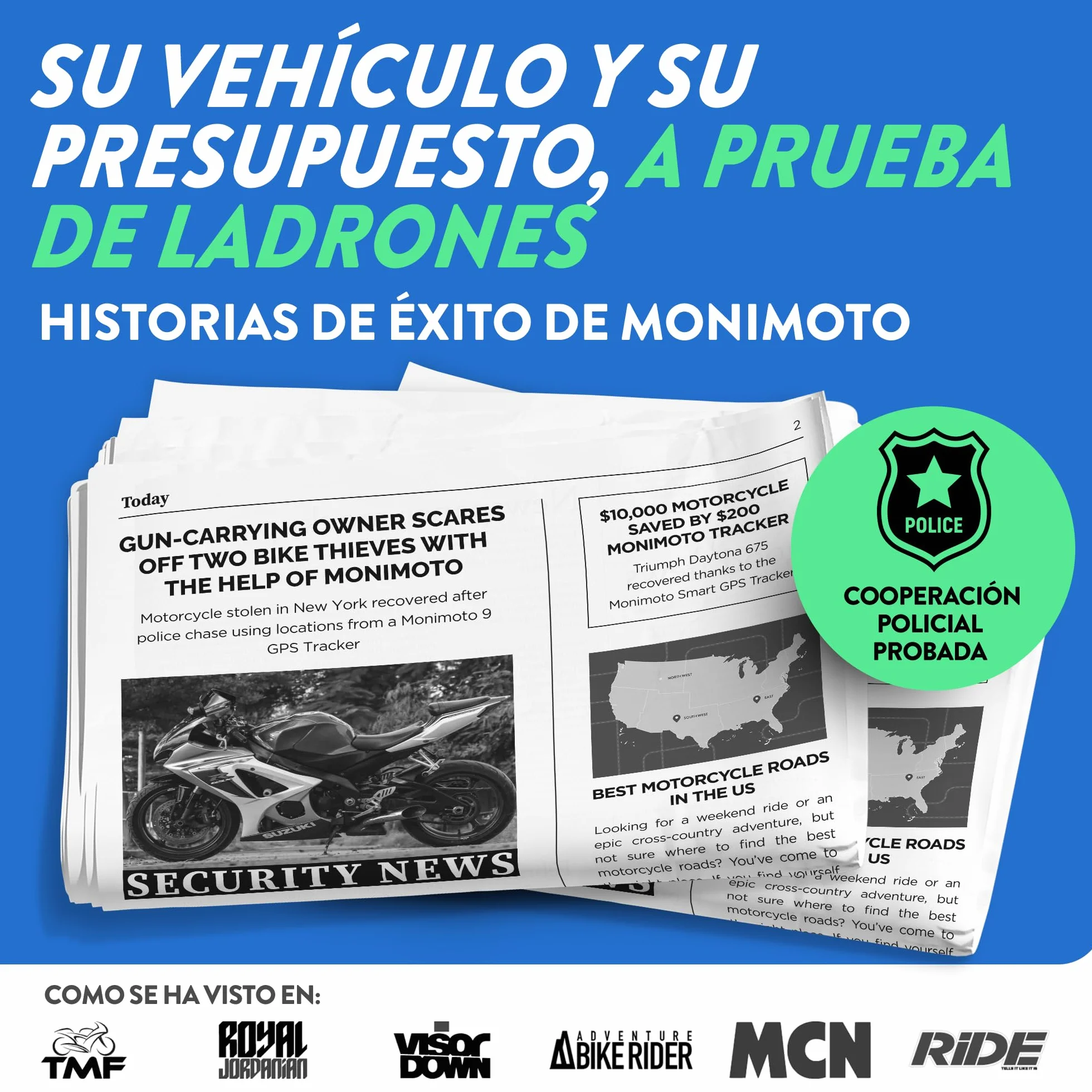 Monimoto 9 Antirrobo GPS y Alarma Tracker - Instalación DIY, Sin Cableado, Impermeable, Cobertura Global - para Vehículos, Motos, Coches, Bicicletas, ATVs, Motores de Barcos, Caravanas