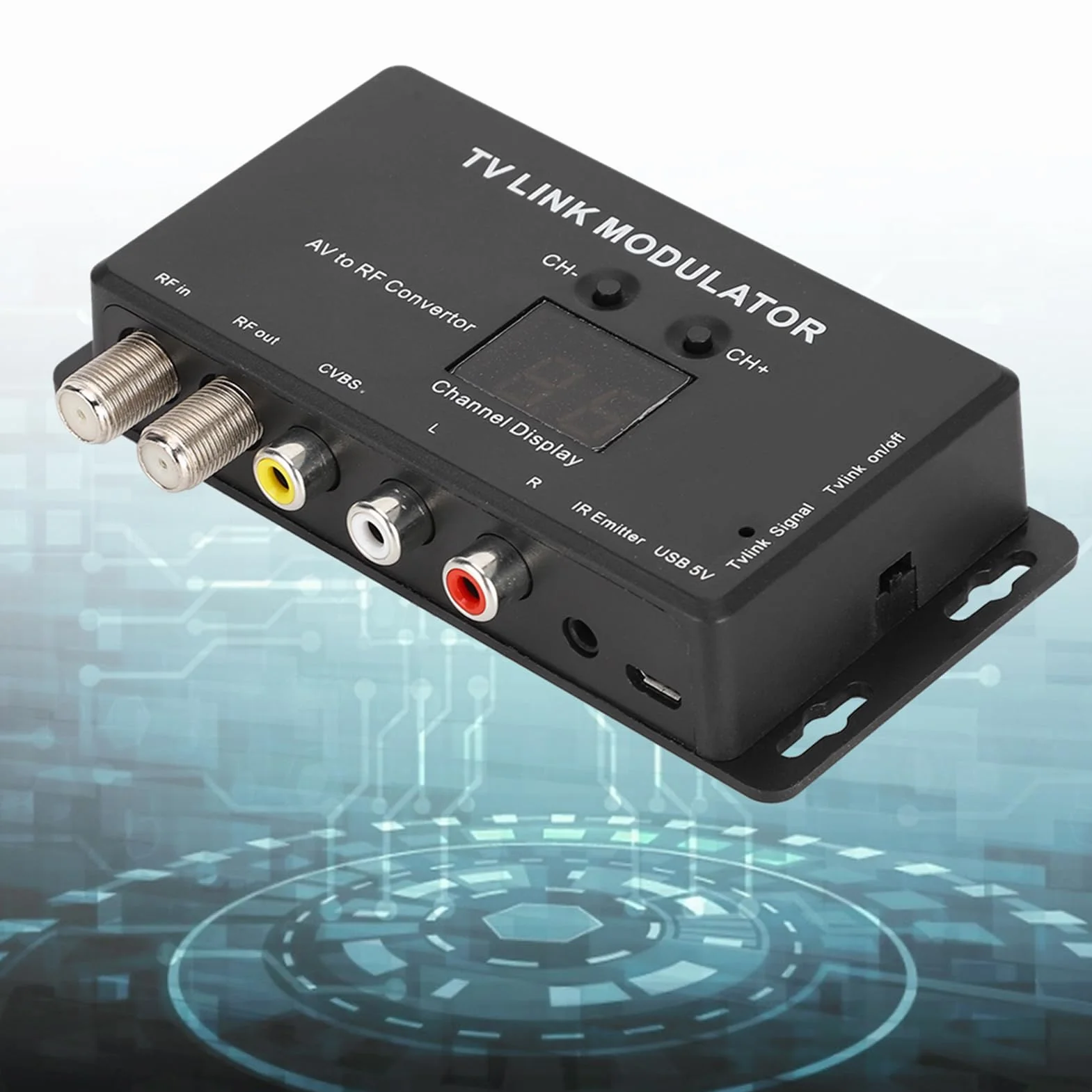 Asixxsix Modulador, modulador RF, conversor AV a RF Convierte señales de definición estándar a coaxial con decodificador y Fuentes AV para Sistema CATV