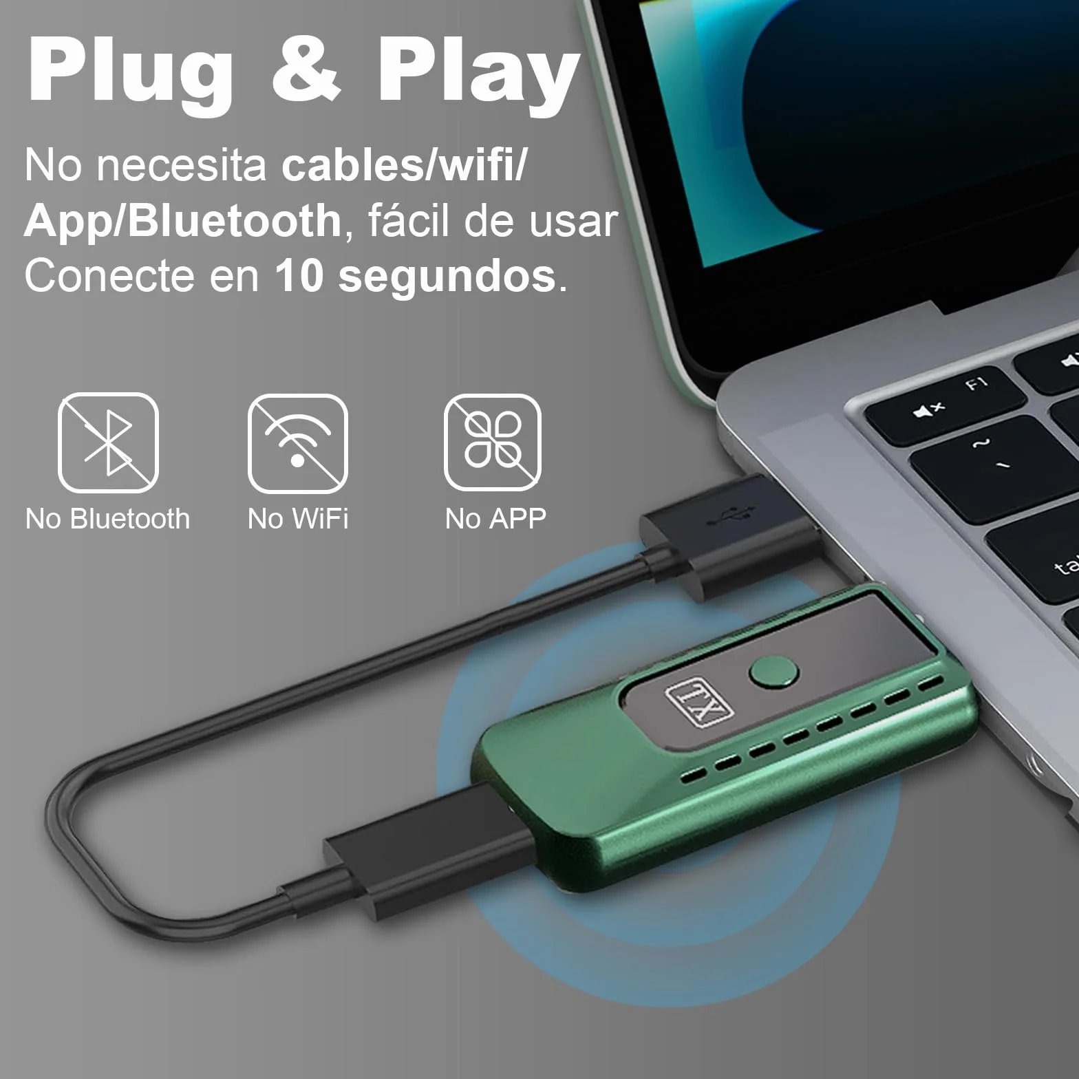 HDMI Inalámbrico, Transmisor y Receptor Inalámbrico, para Transmitir Vídeo y Audio en PC/Portátil a Monitor/TV Box/Proyector, transmisión inalámbrica HDMI 2,4G/5,8G, Plug & Play, 100ft