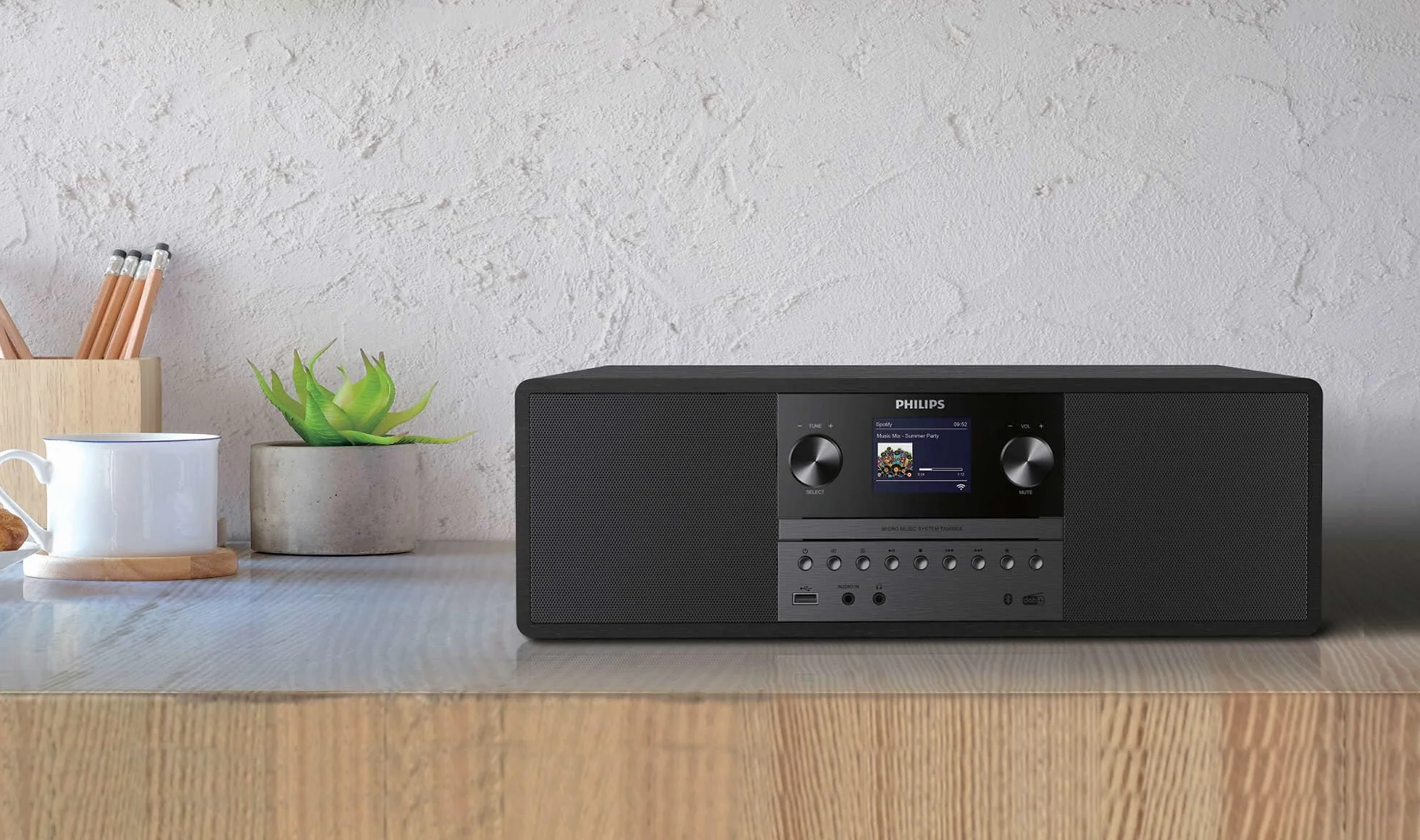 Philips TAM6805 Sistema de música Micro 50W con Radio por Internet, Bluetooth, Spotify Connect, USB, CD, Dab+, FM, Altavoces Bass Reflex – Sistema Compacto para el hogar o la Oficina