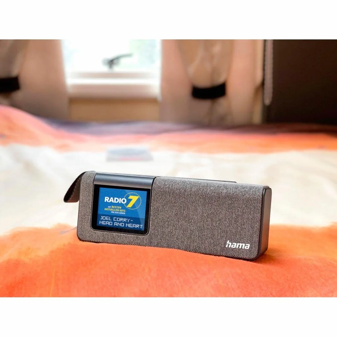 Hama DR200BT Radio Digital Portátil Dab+/FM + Bluetooth 5.0 + Batería Recargable 8 h + Pantalla TFT 2,4″ + Altavoz 5 W – Despertador Gris