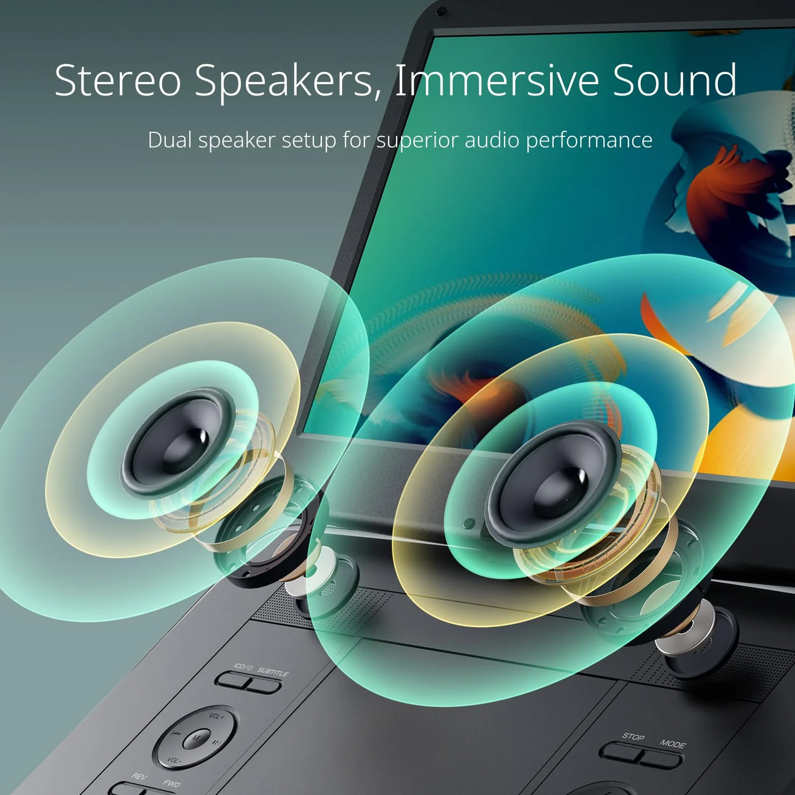 Reproductor DVD portátil Yoton de 17.5" con 15.6" Pantalla Giratoria HD, 6H Battery, Altavoces Estéreo Duales, Restricciones Regionales,Compatible con SD/USB, Conexión a TV/proyector