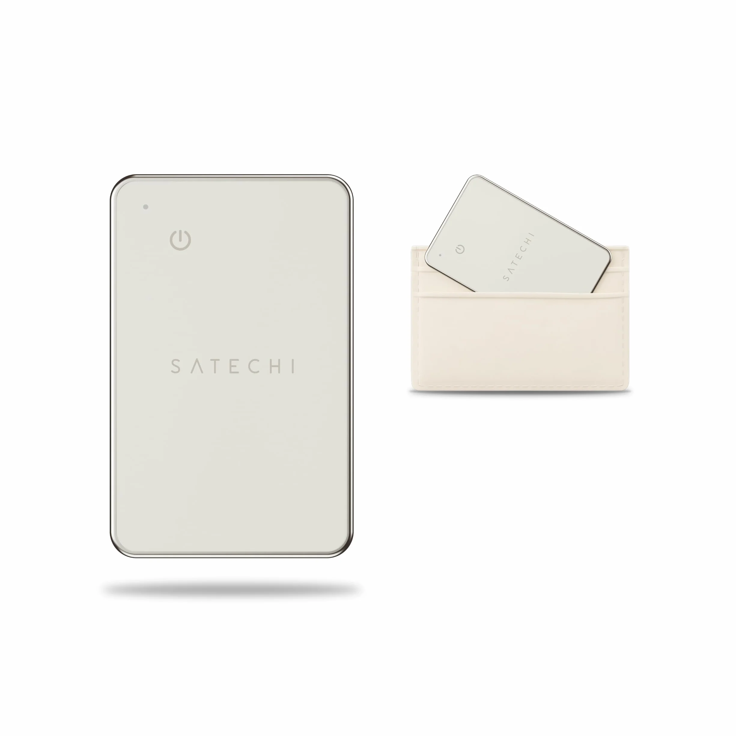SATECHI FindAll Air Tag Card GPS para Carteras con Apple Find My, Alerta de Olvido, Sonido Potente, Carga Inalámbrica, Tarjeta GPS Ligera, Localizador Cartera para iPhone, iPad, Mac – Beige