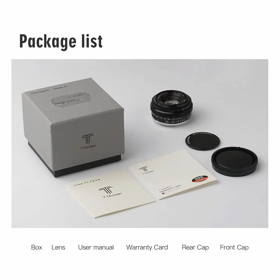 TTARTISAN 25 mm f2 X, enfoque manual APS-C, lente de cámara sin espejo, compatible con montura Fuji X