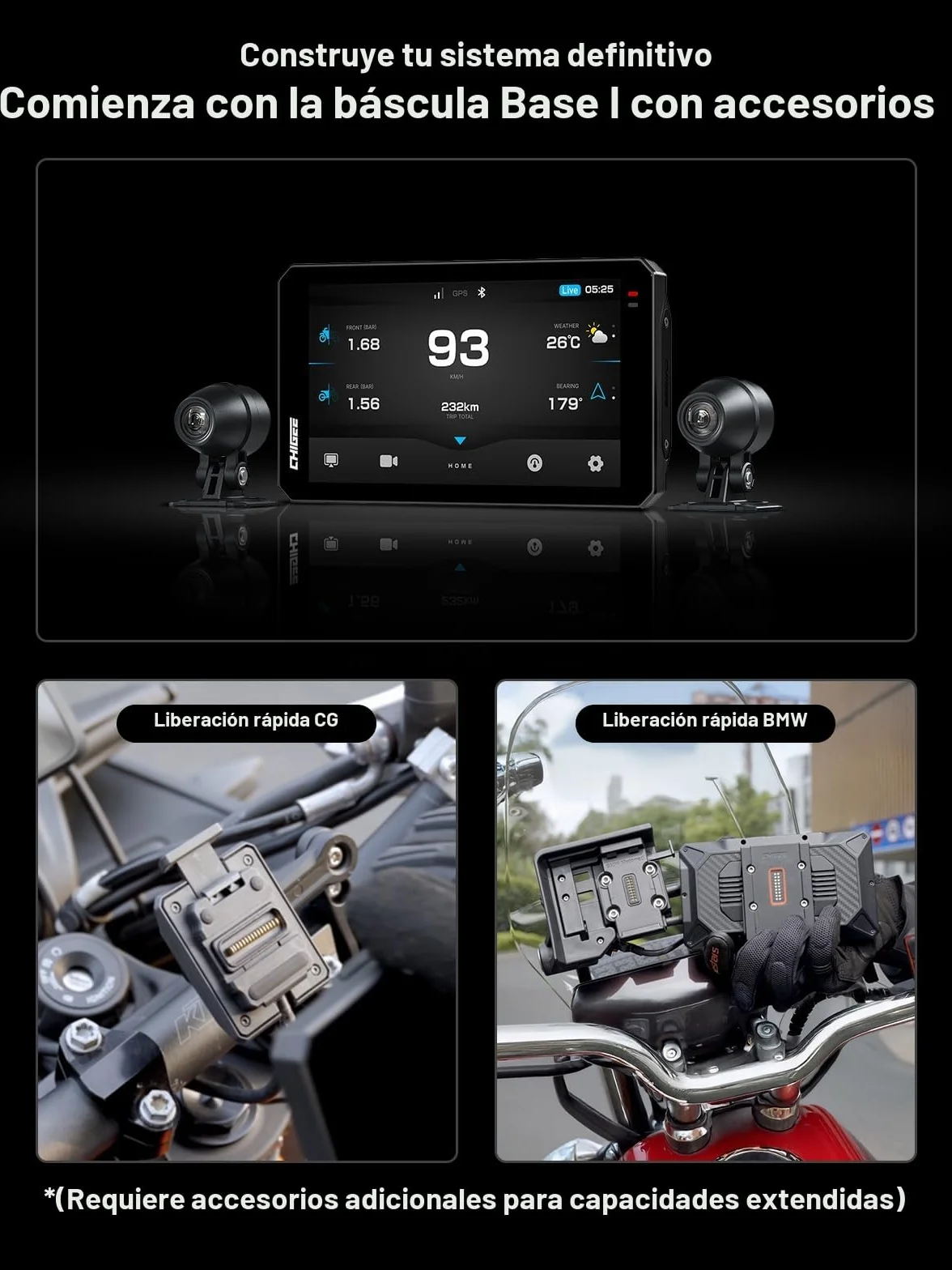 CHIGEE AIO-6 Pantalla Carplay Moto Android Auto 6 Pulgadas 2000Nit HDR Navegador GPS Impermeable IP69K 5G WiFi