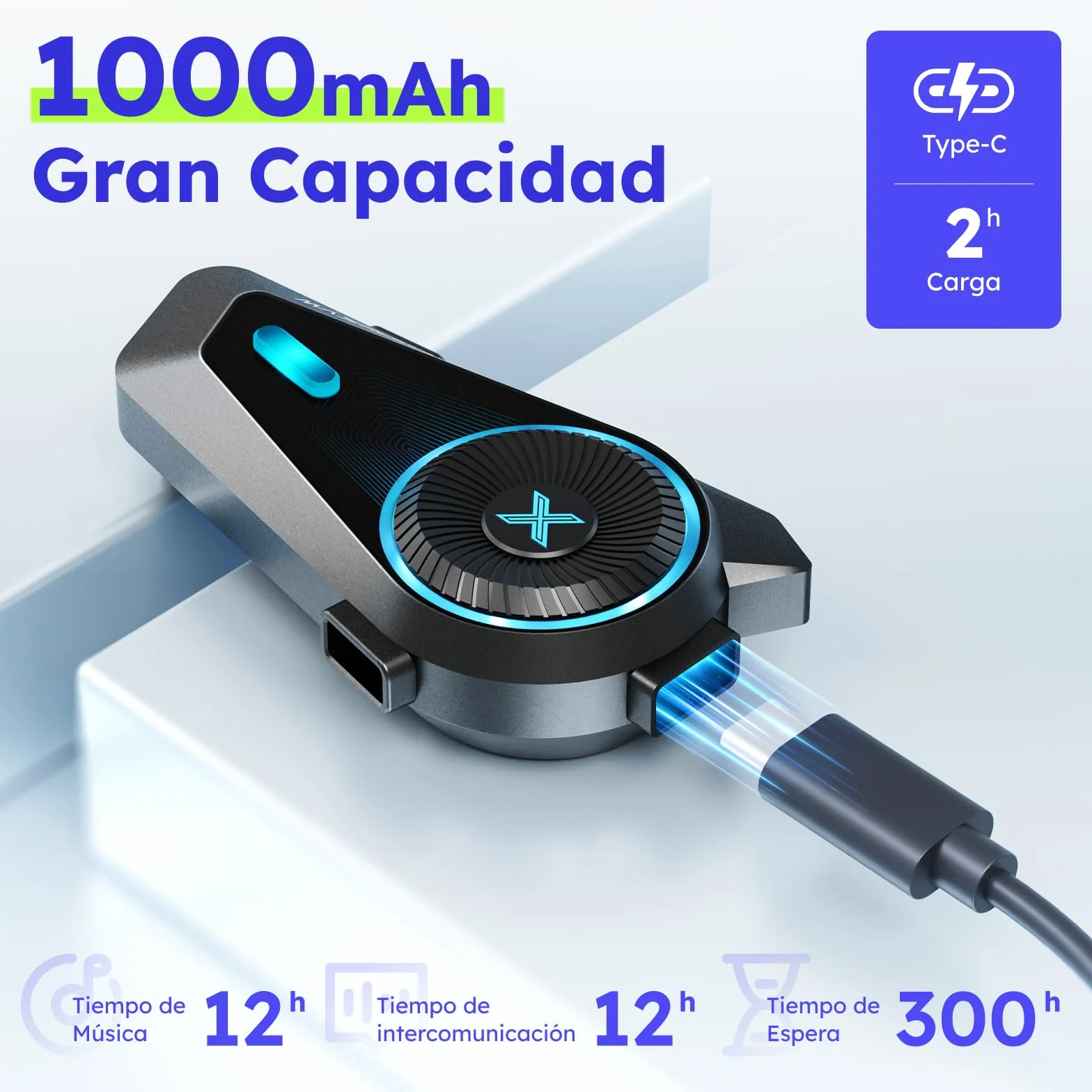 Intercomunicador Casco Moto Bluetooth 5.4, 4 Motociclistas, Cancelación de Ruido, IPX7, 2 Pack