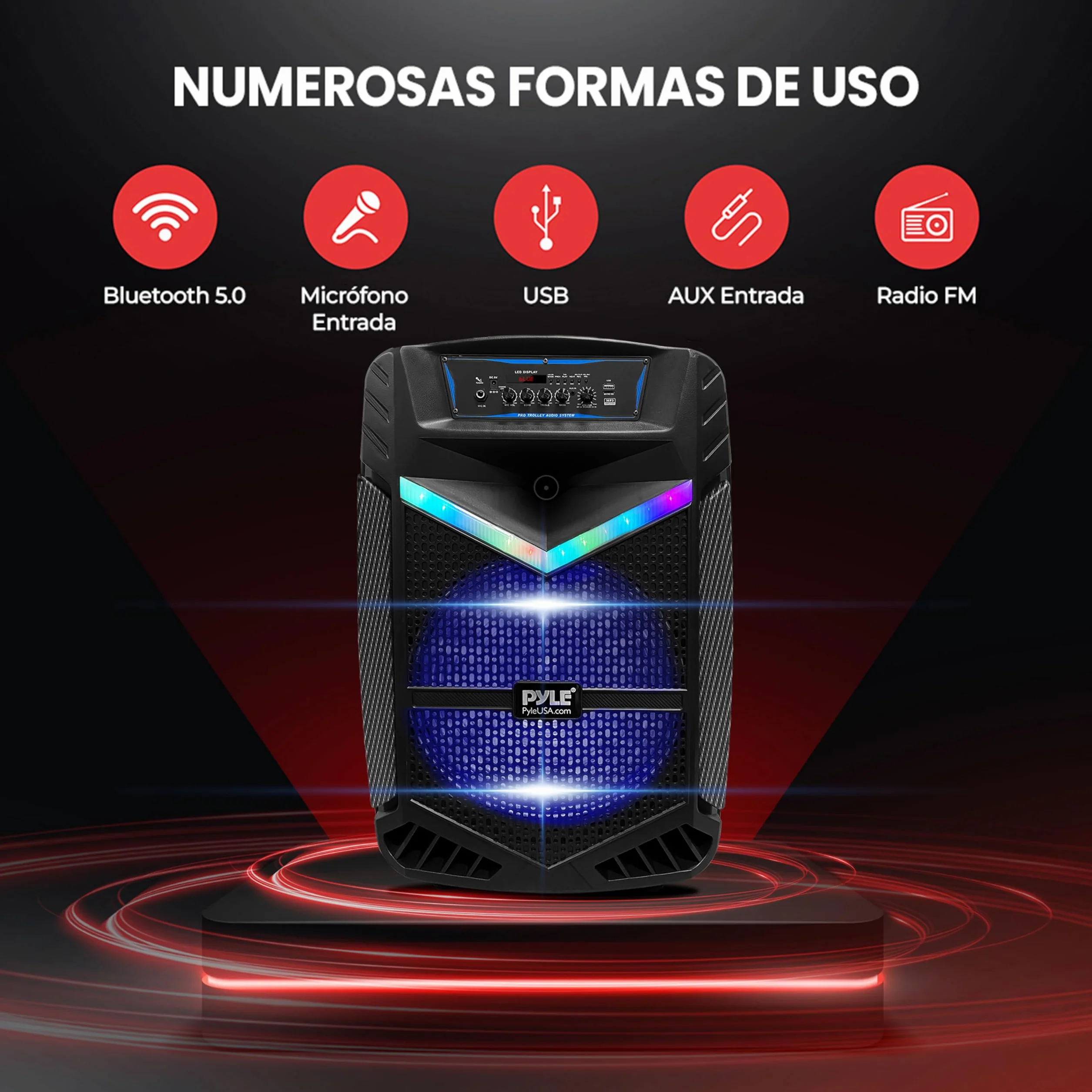 Pyle Sistema de Altavoces PA 1200W Bluetooth Portátil Subwoofer 15" Tweeter 1" Negro
