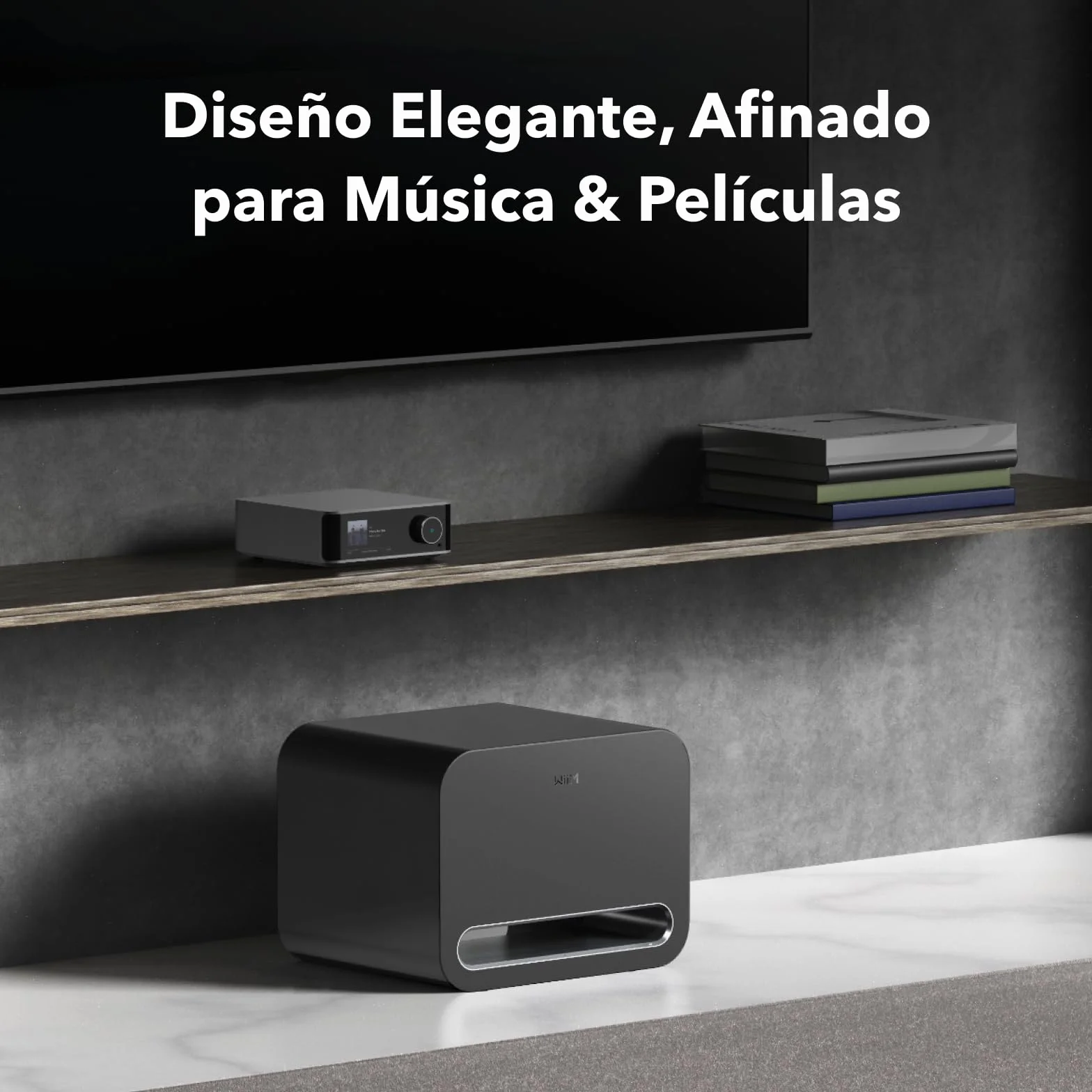 WiiM Sub Pro 8" 250 W Subwoofer Inteligente Inalámbrico con Calibración AI RoomFit™ Wi-Fi 6 Bluetooth 5.3 25 Hz Graves Profundos