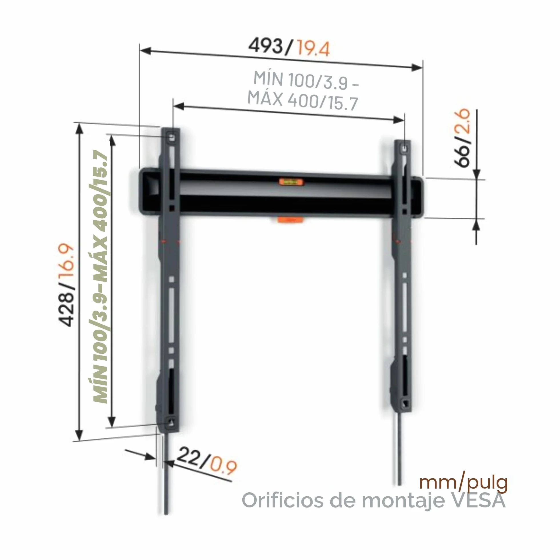 Vogel's TVM 3405 Soporte TV Fijo 32-77 Pulgadas 50 kg VESA 400x400 Universal 2,2 cm