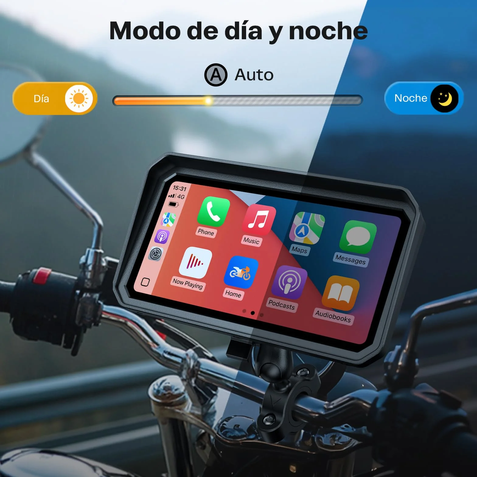 WonVon CarPlay para Motocicleta Sistema de Navegación GPS 6.25 Pulgadas con Apple CarPlay y Android Auto Doble Bluetooth