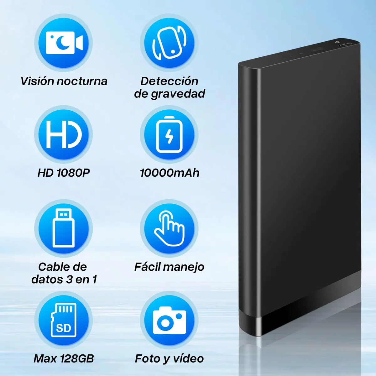 Power Bank Spy CAM 10000mAh, Mini Cámara Oculta Espía HD 1080P, Portátil Cámara Espía sin WiFi, Micro Camara Oculta con Visión Nocturna para Uso Interior y Exterior, Casa, Viajes, etc.