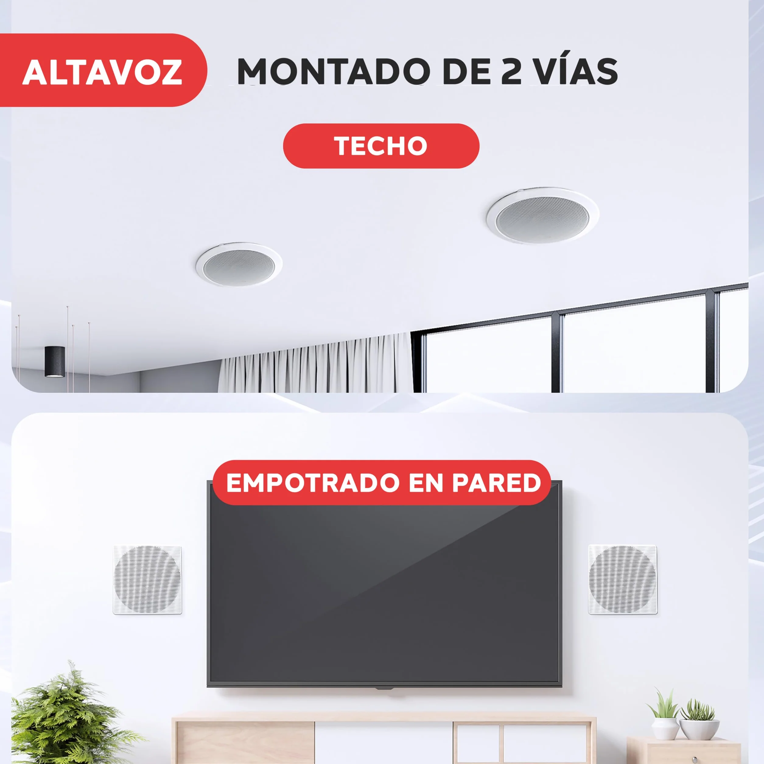 Pyle Altavoces Estéreo 10" 300W 2 Vías Empotrables Techo Pared 35Hz-20kHz