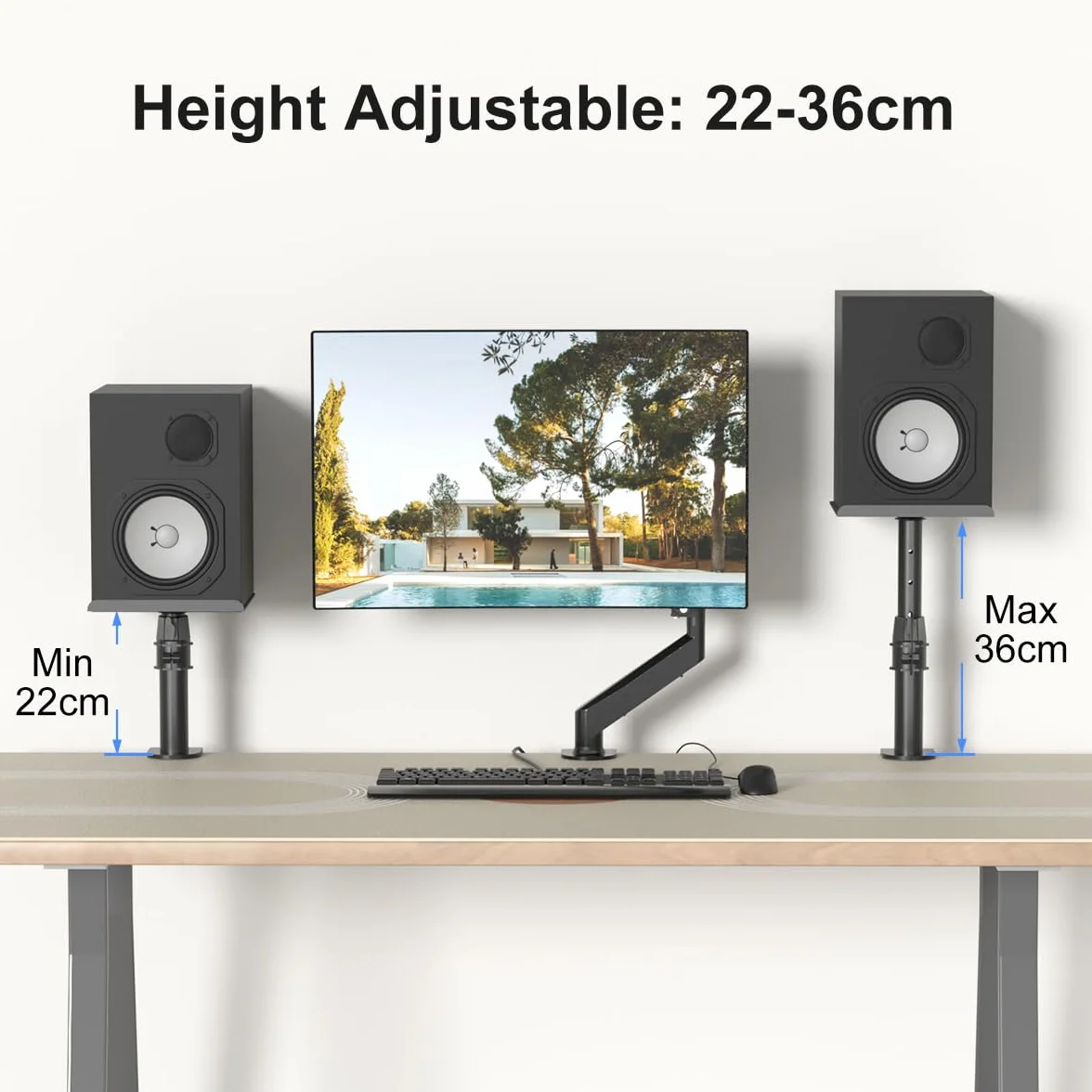 Suptek Soporte Altavoz Universal Giratorio e Inclinable para Barra de Sonido y Altavoces de Estantería, Paquete de 2, Máx 15 kg, Negro