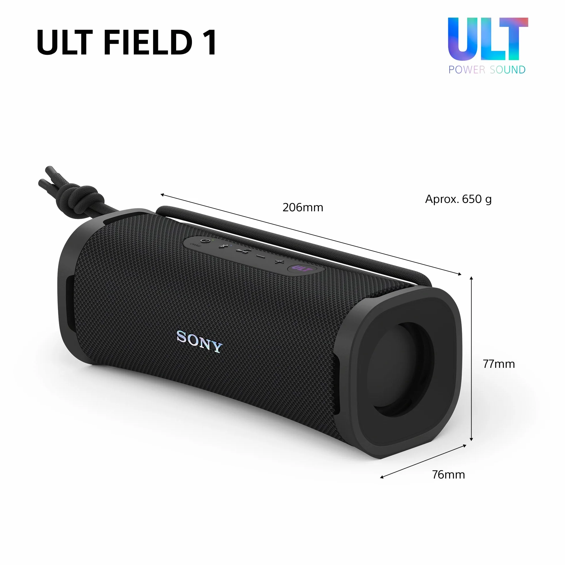 Sony ULT Field 1 Altavoz Bluetooth portátil IP67 Resistente a los Golpes 12H Batería Negro