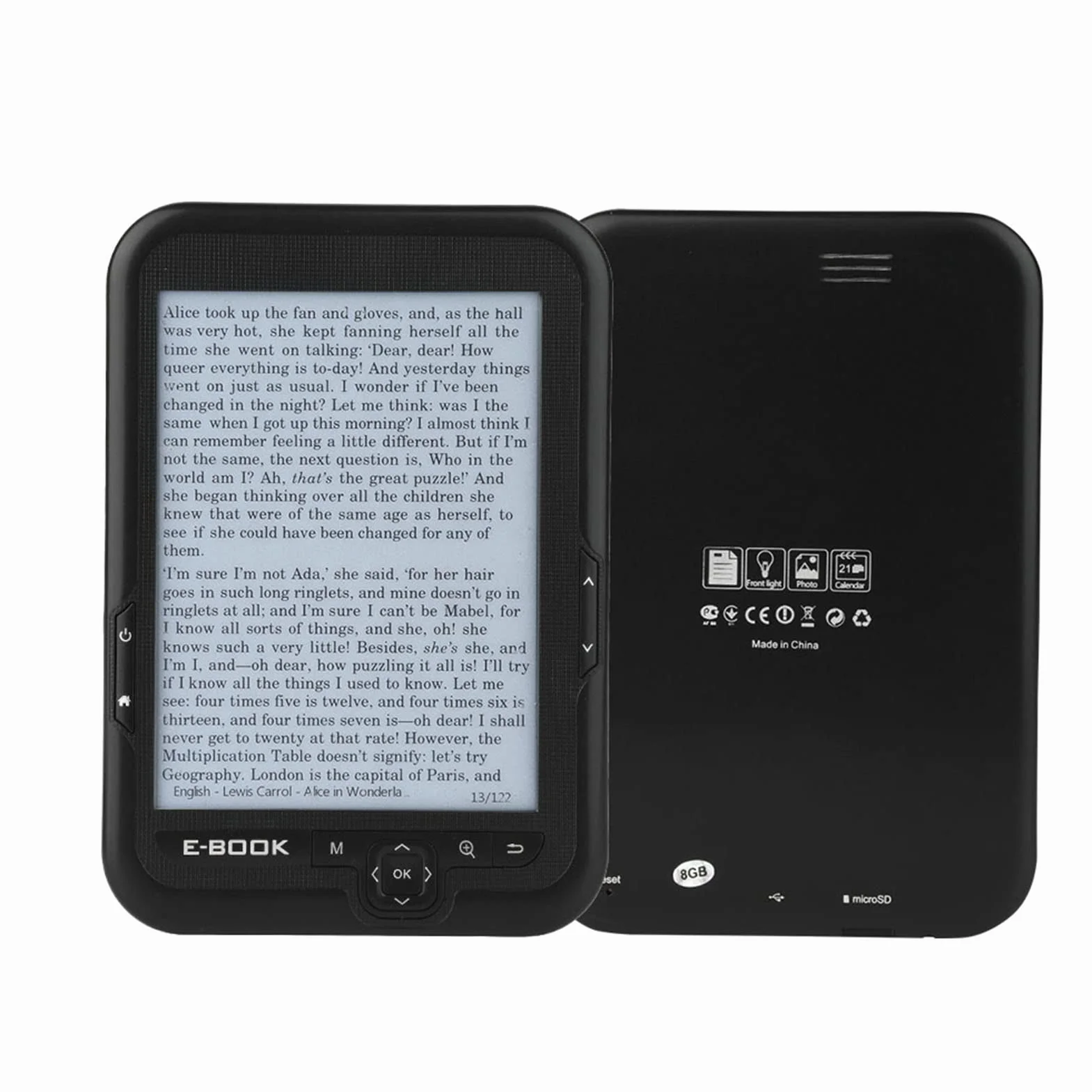 Wakects Lector EBOOK 6 pulgadas luz cálida ajustable 29 idiomas negro 8G