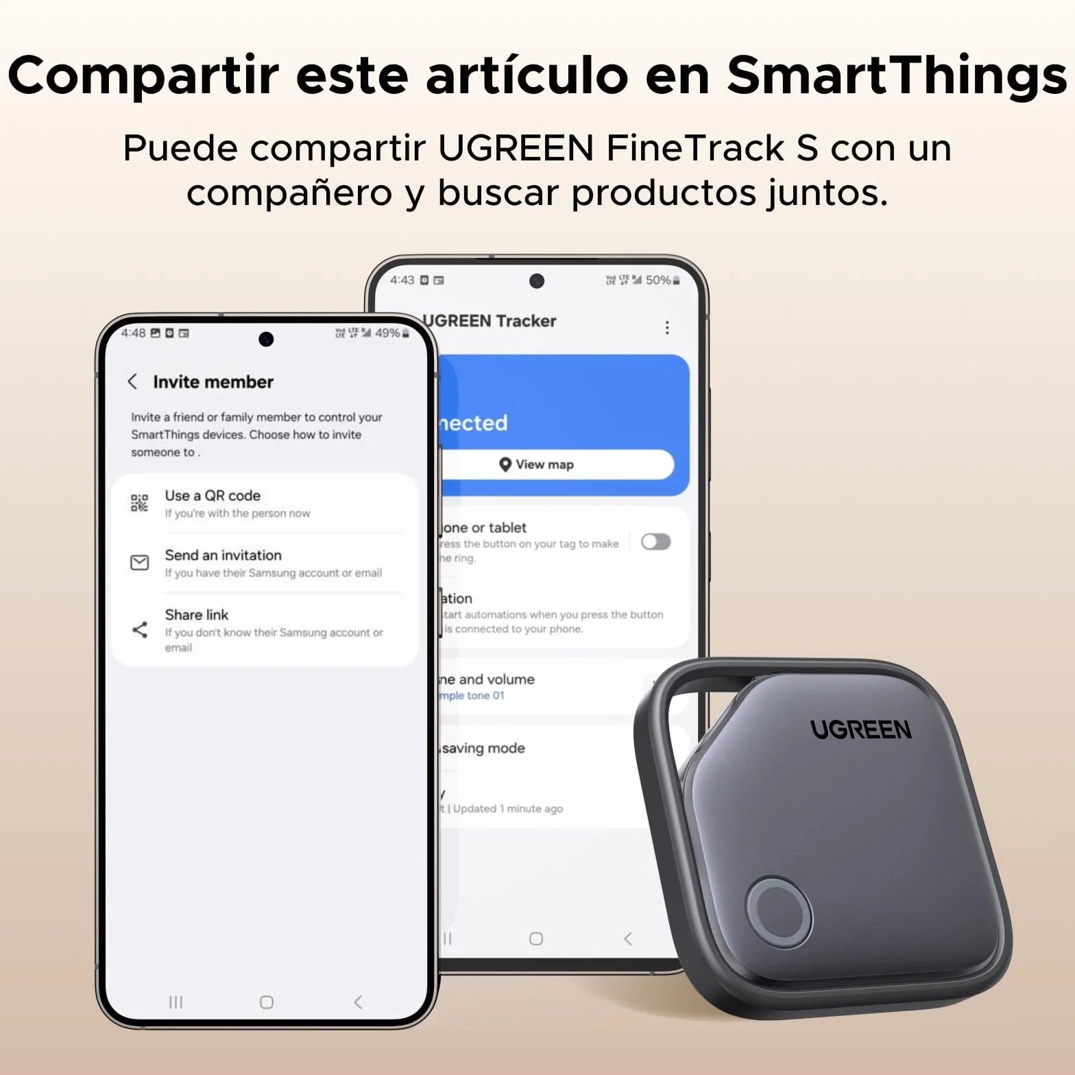 UGREEN FineTrack S Smart Finder Tag Sólo Samsung Localizador Bluetooth con Batería de 18 Meses de Duración Rastreador Compatible con SmartThings para Carteras Llaves Equipaje y Bolsos(2 Piezas)