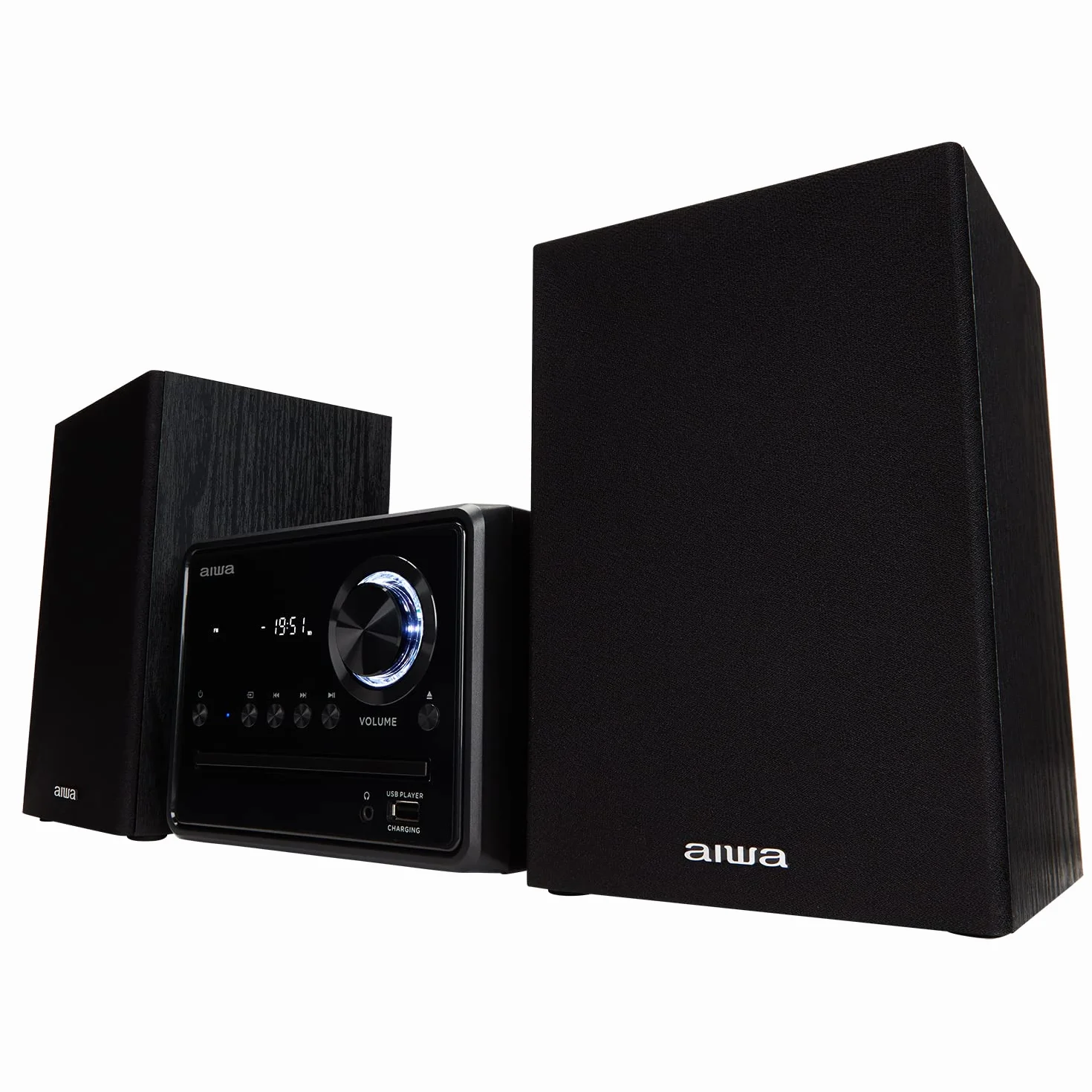 AIWA MSBTU-300MKII Microcadena HiFi Bluetooth 20W RMS, Equipo de Música con CD MP3, USB, Radio FM, Entrada Óptica, AUX RCA, Salida Auriculares, Mando a Distancia, Negro