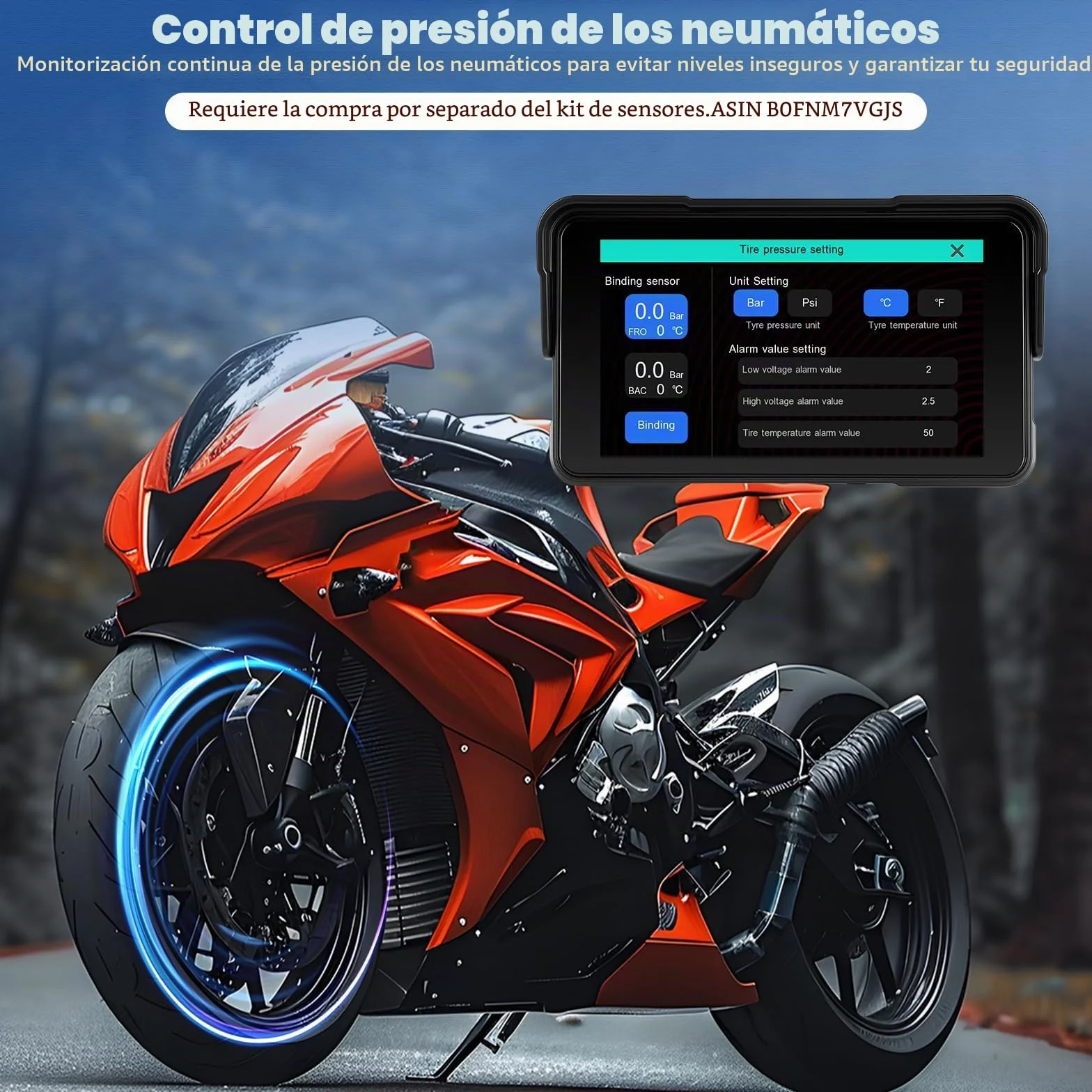 CAMECHO navegador Moto con Wireless CarPlay/Android Auto, Pantalla carplay Moto 5" HD IP68 Impermeable para Motocicletas con Car Play/Bluetooth/detección de presión