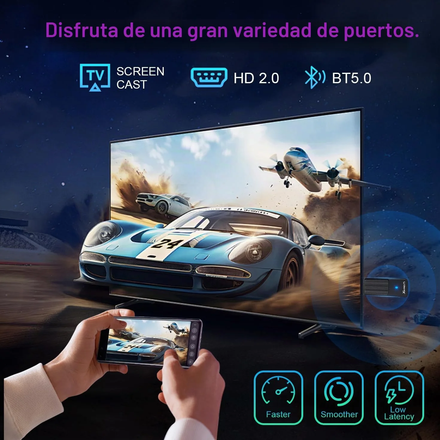 Android 14.0 TV Stick 2GB 16GB RK3518 Quad-Core 64bit Cortex-A53 GPU Mali 450 MP2 WiFi Doble Banda Bluetooth 5.0 HDMI 2.0 4K