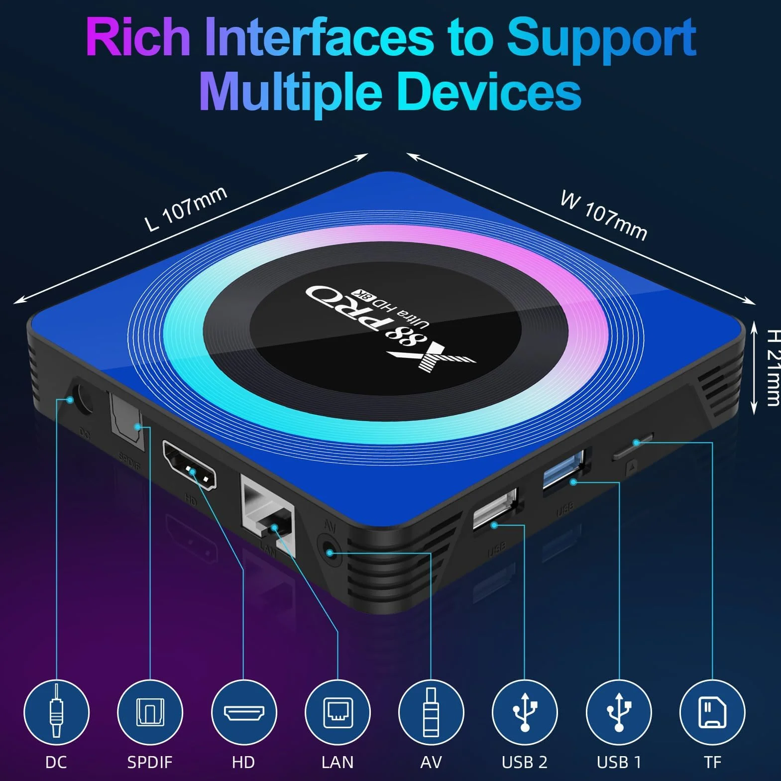 Android 13.0 TV Box, 4GB RAM 32GB ROM RK3528 Quad-Core Smart TV Box, supporto 2.4G / 5.0G Dual WiFi 6 BT 5.0，HDMI 8K Box TV Android