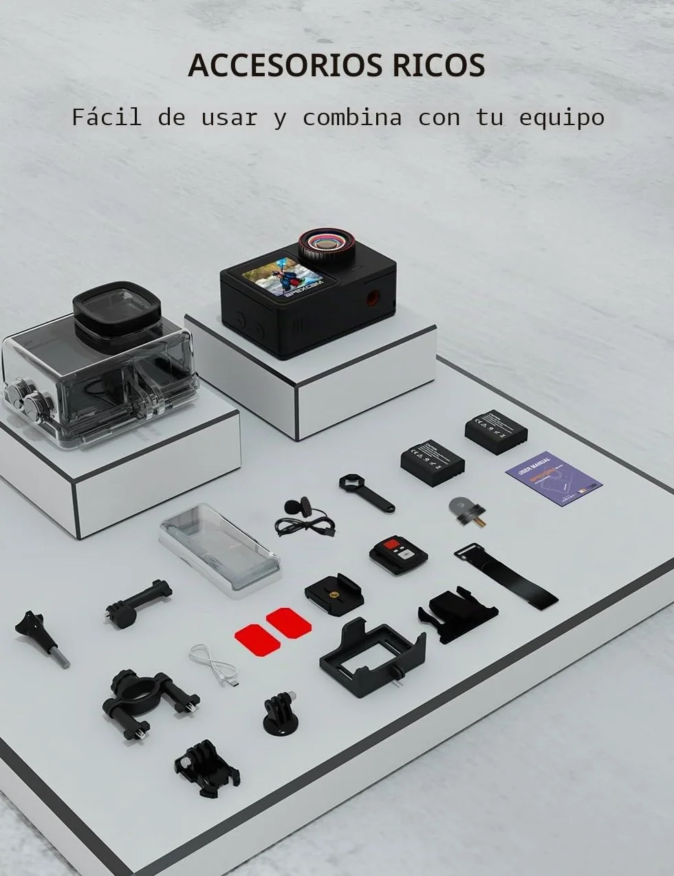 Apexcam X80pro Cámara De Acción 4K60FPS 48MP Ultra HD WiFi Impermeable 40m Doble Pantalla EIS Control Remoto 2x1350mAh