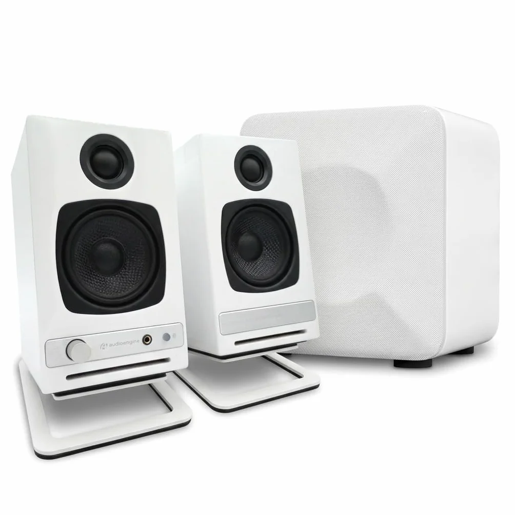 Audioengine HD3 60W Enceintes de Bureau Bluetooth aptX HD DAC 24 bits USB Blanc