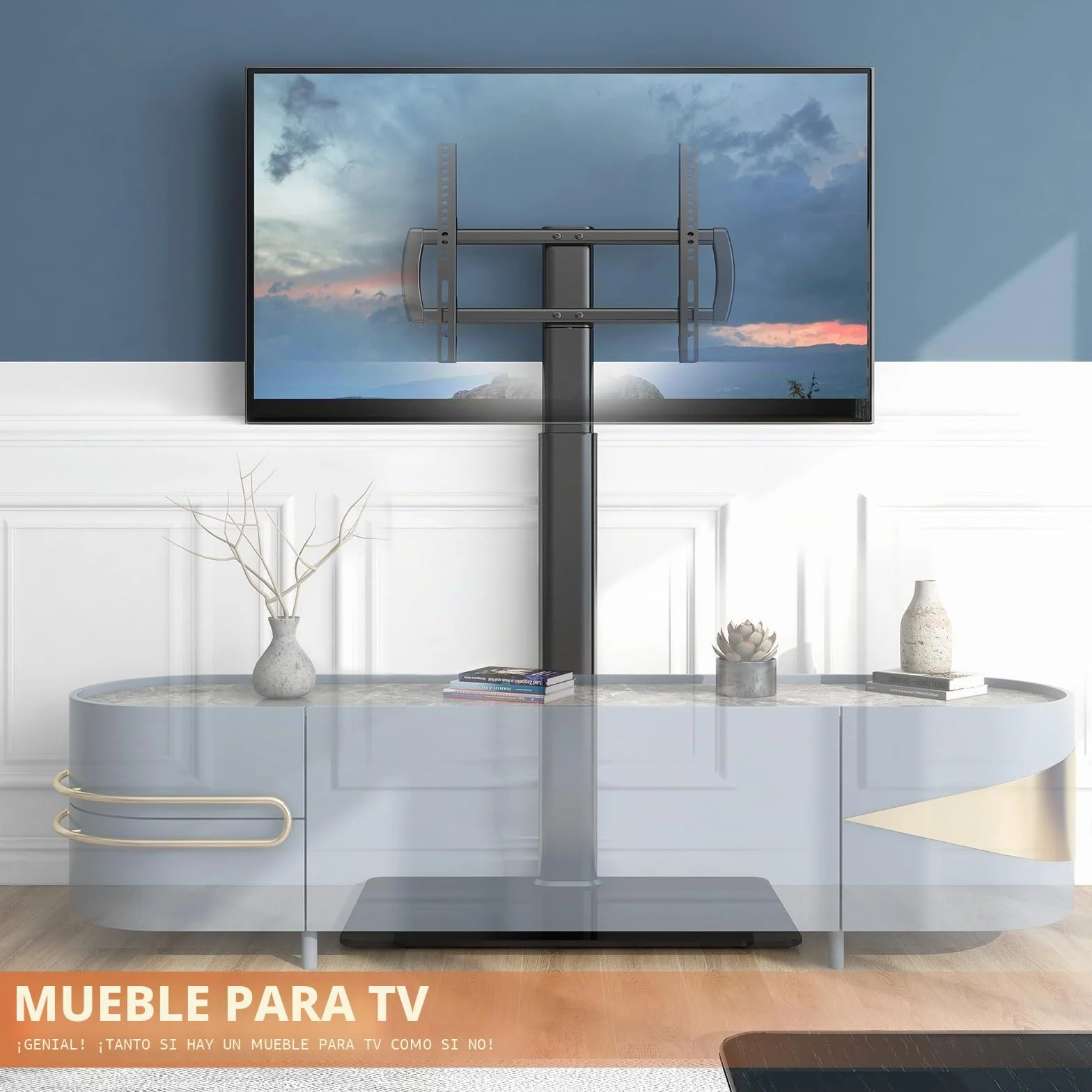 Soporte TV Pie Suelo Giratorio 80° Altura Ajustable para TV LCD LED OLED 27-65 Pulgadas VESA 400x400 mm