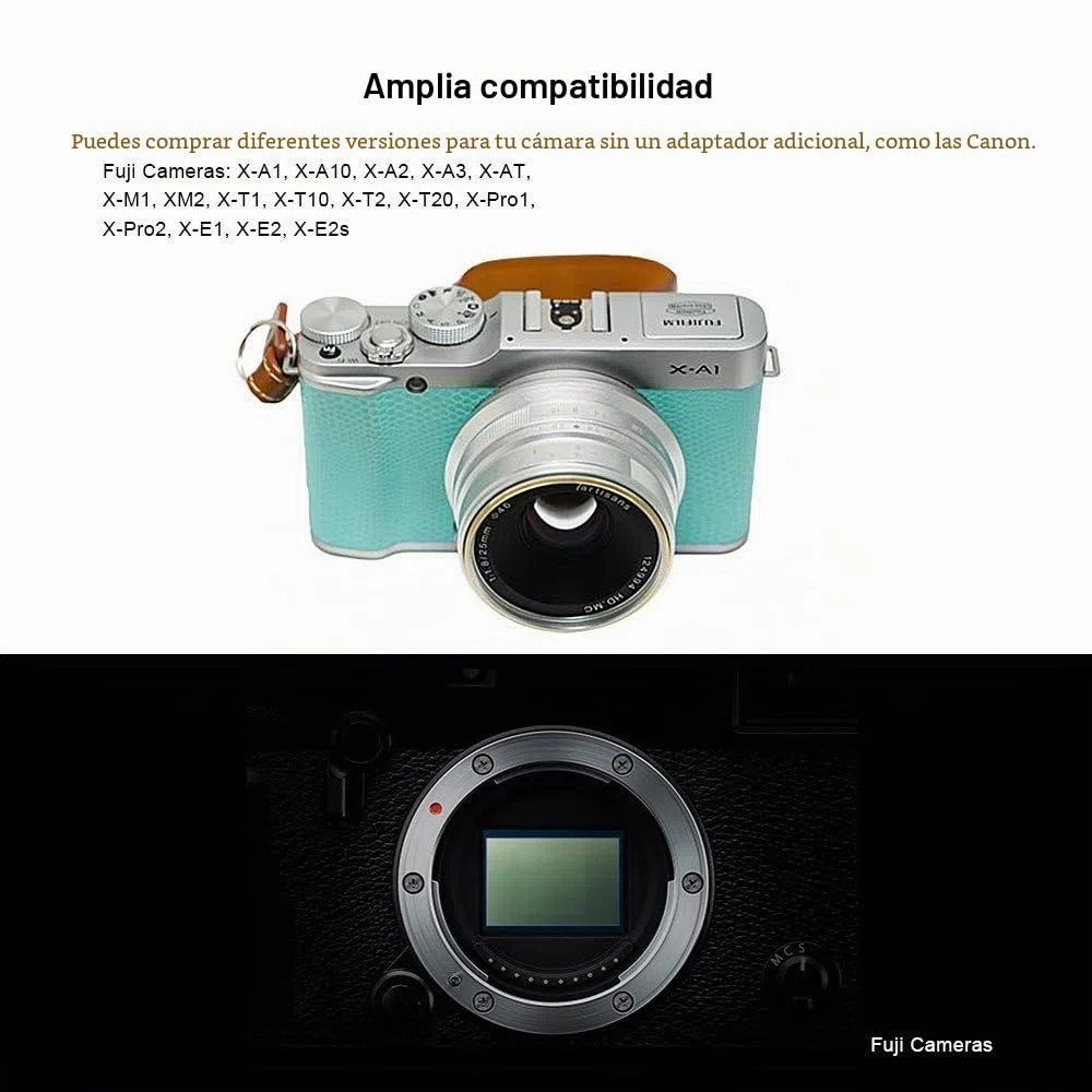 7artisans Lente fija manual de 25 mm F1.8 APS-C para cámaras Fuji X-A1 X-A10 X-A2, X-A3 X-AT X-M1 XM2 X-T1 X-T10 X-T2 X-T20 X-Pro1 X-Pro2 X-E1 X-E2 X-E2s (negro)