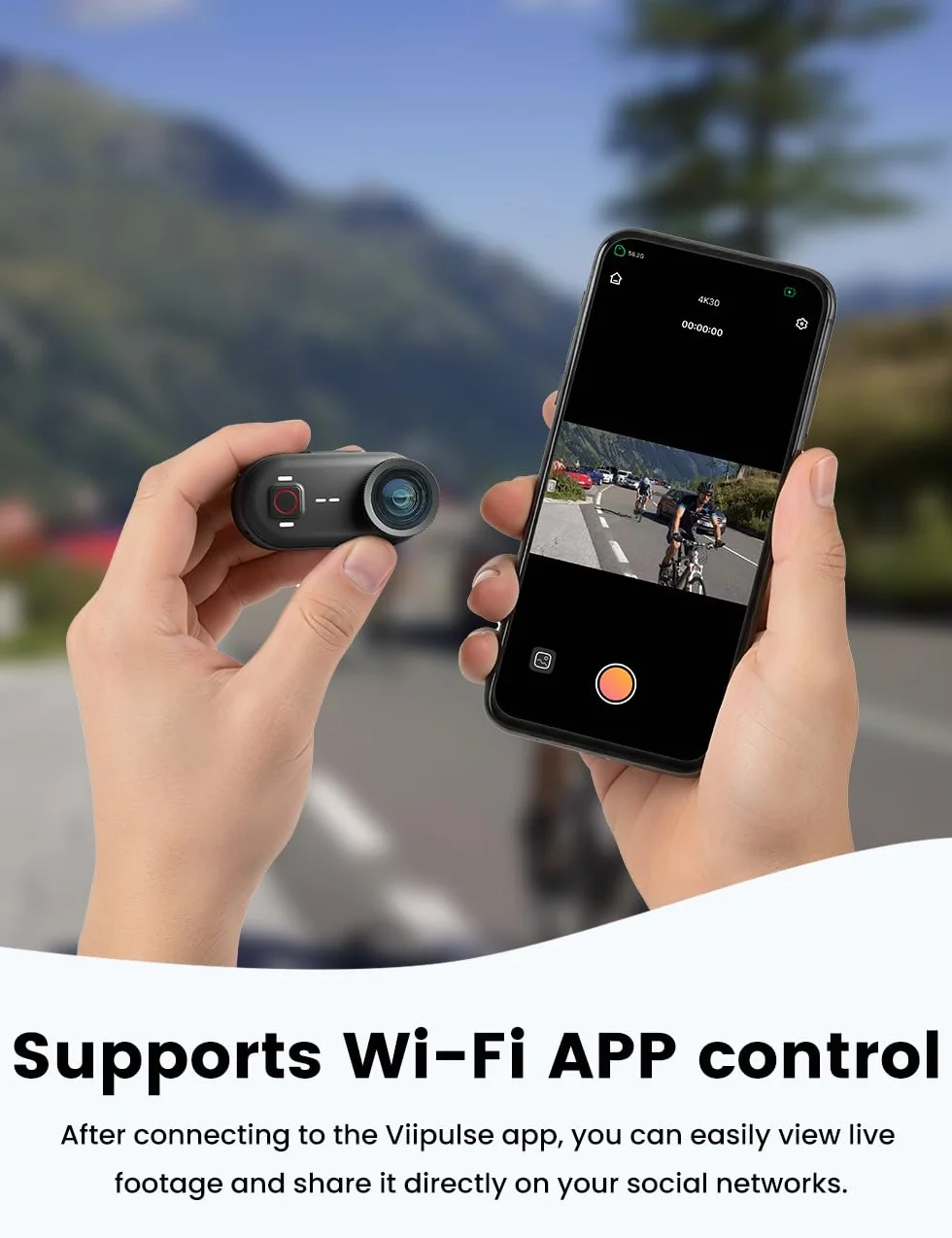 Apexcam K80 Pequeña Cámara Deportiva con Memoria integrada de 128GB 4k WiFi Portable Vlogging Cámara con EIS 10M Impermeable Cámara Acuática con Grabación en Bucle y 1300mAh Expansion Module