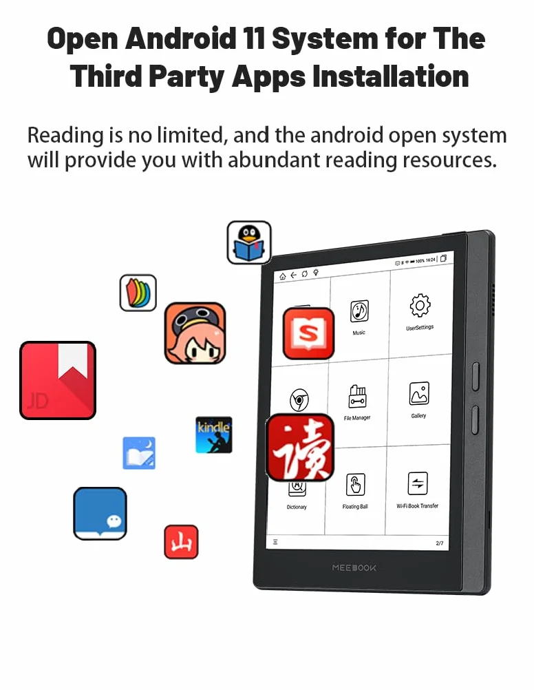Meebook M7 E-Reader 6.8" Eink Carta 300PPI Android 11 3GB+32GB Grau