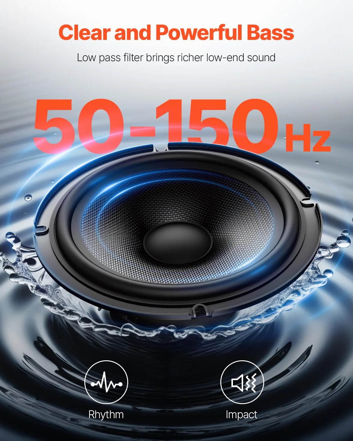 VEVOR Subwoofer para Debajo del Asiento para Automóvil 203 mm 400 W Altavoz Compacto para Coche Amplificador Incorporado Entrada Bajo Controlador de Volumen Control Remoto con Cable