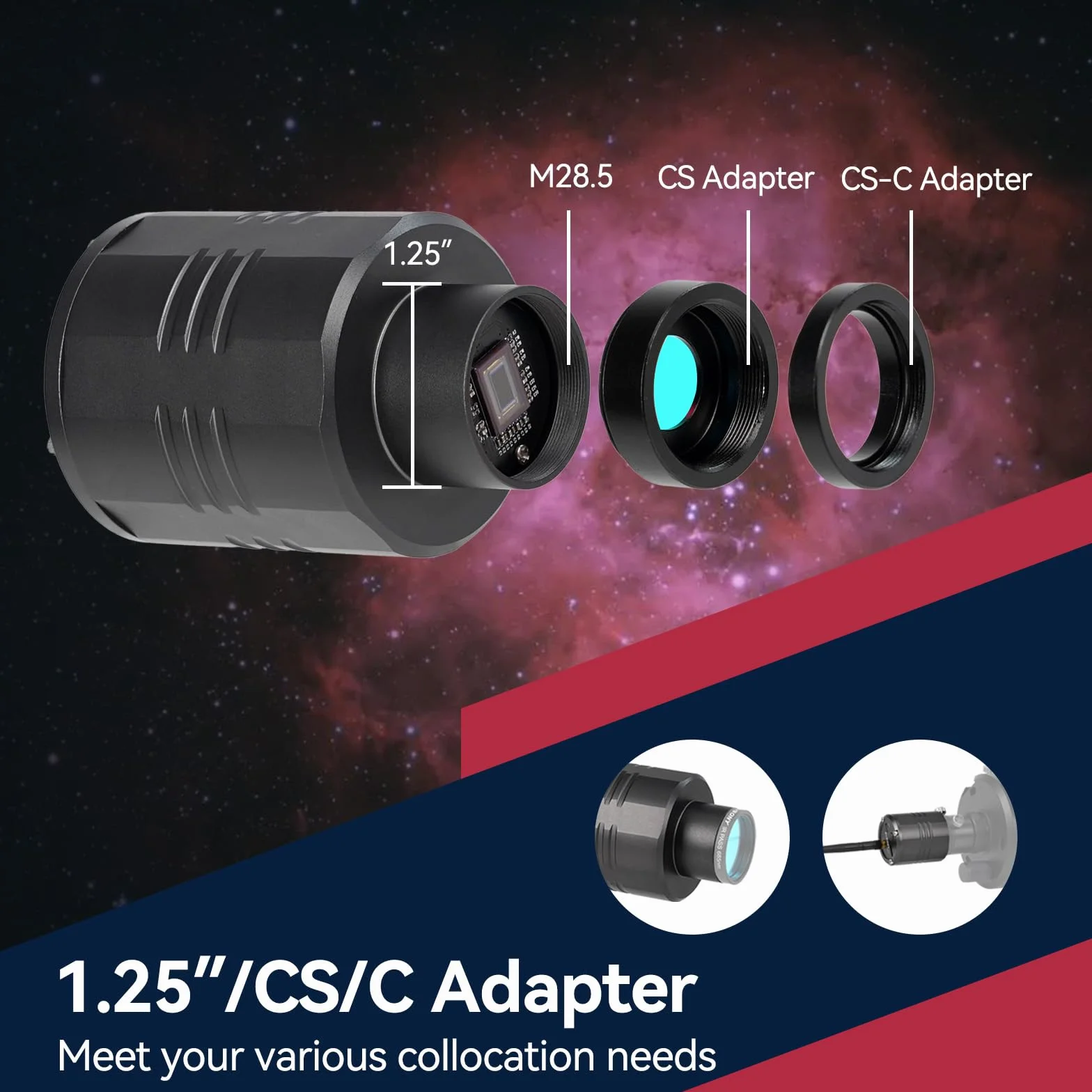 Svbony SC311 Telescopio WiFi Cámara Astronómica, Conexión WiFi de 4 Puntos Ocular Electrónico con Sensor CMOS IMX662, Ocular del Telescopio con Tarjeta TF de 32GB para EAA y Fotografía Planetaria