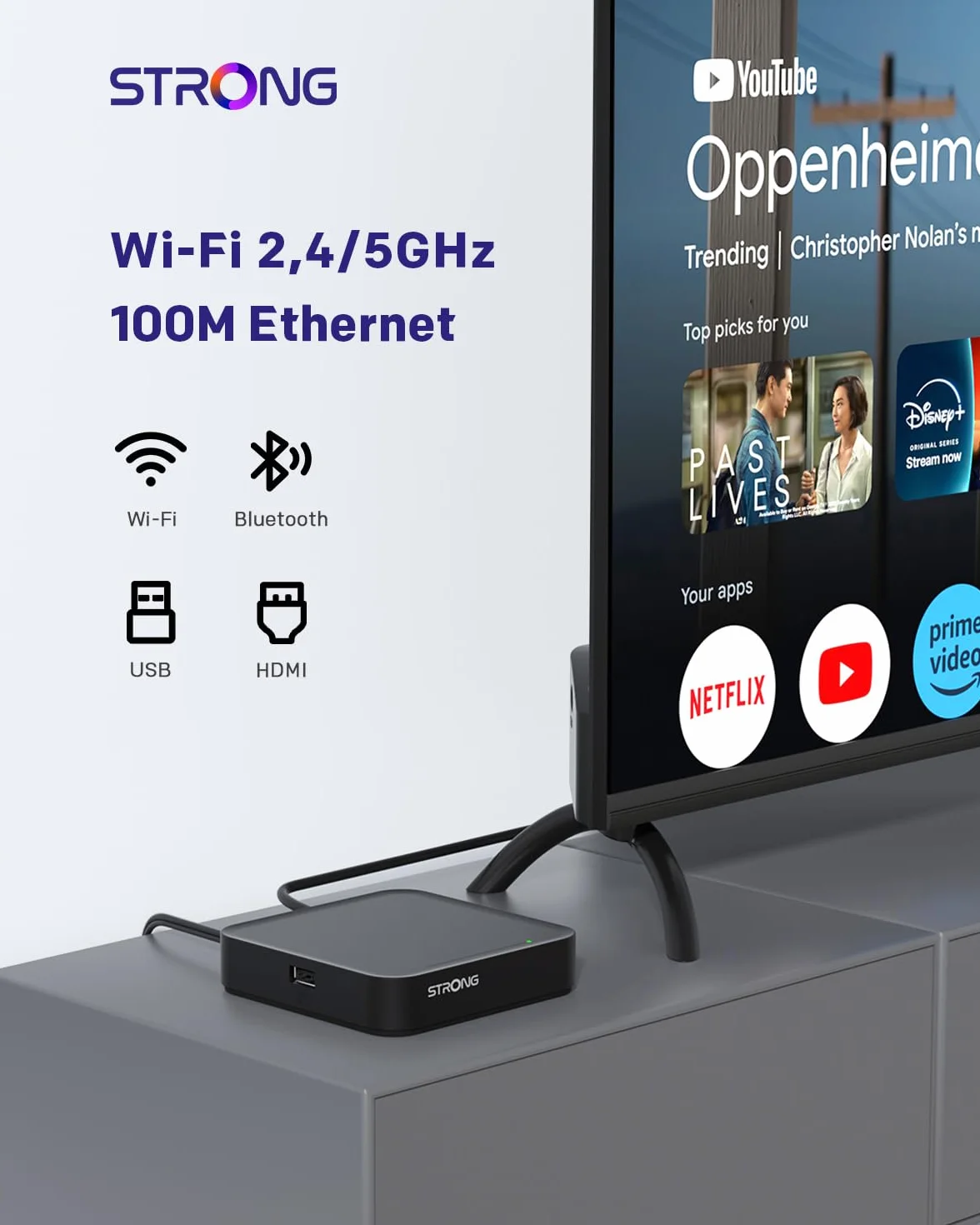 Leap-S3 4K UHD Google TV Streaming Box con Puerto Ethernet, 2 GB de RAM + 16 GB de Almacenamiento, Chromecast Integrado, WiFi, Control por Voz de Google, HDR10+