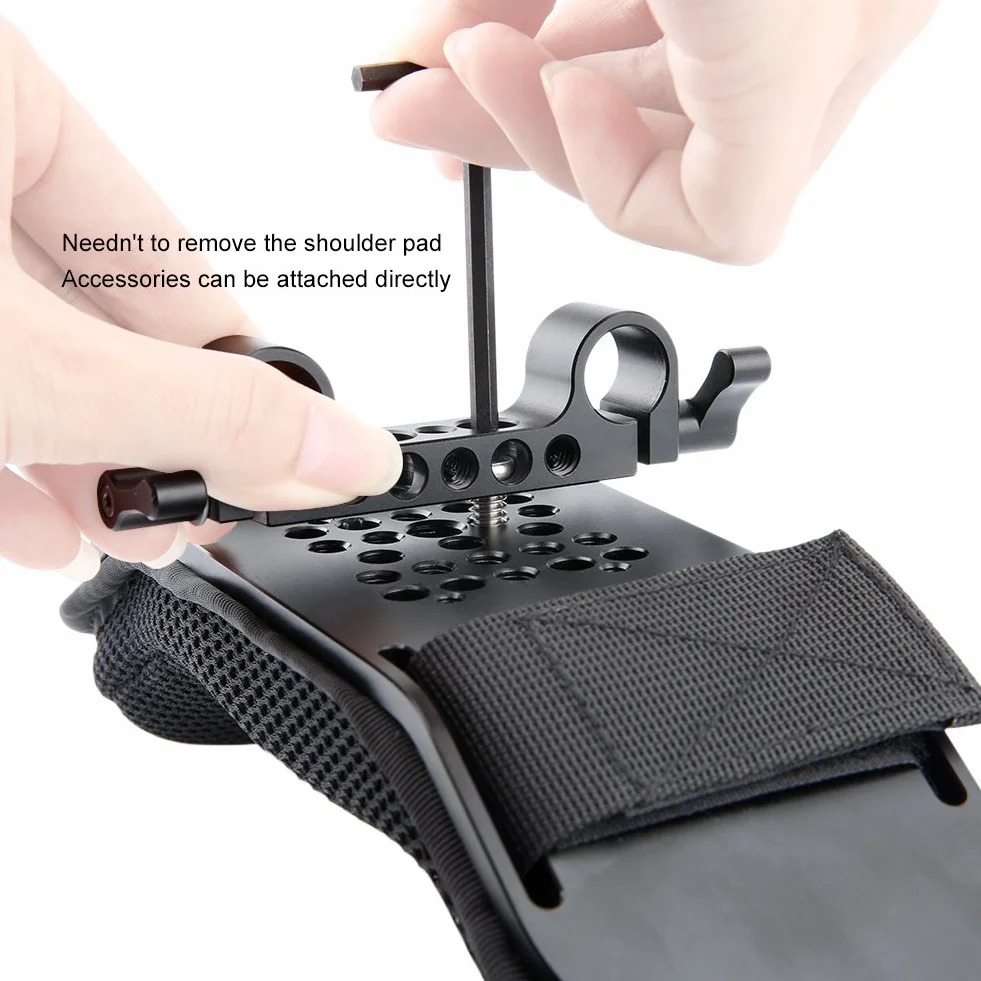 [Update Version] NICEYRIG Cámara de vídeo videocámara Hombro Pad con Carril y Varillas de aleación de Aluminio para DSLR Rig Sistema de Apoyo de Hombro