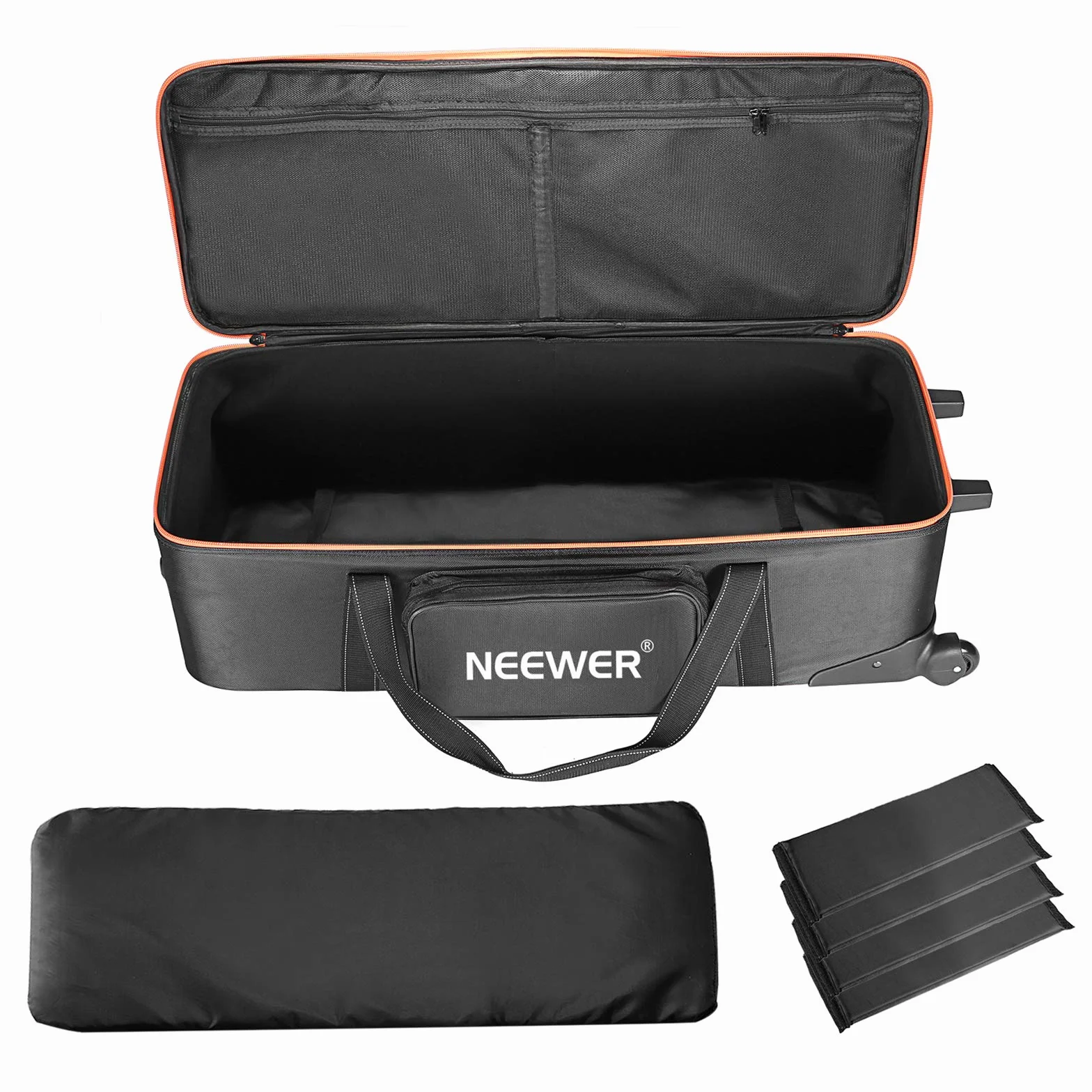 Neewer 10087972 - Bolsa de transporte para equipo de estudio de fotografía,96 x 39 x 29 cm, con correas acolchadas, rueda de compartimento y asa para soporte ligero