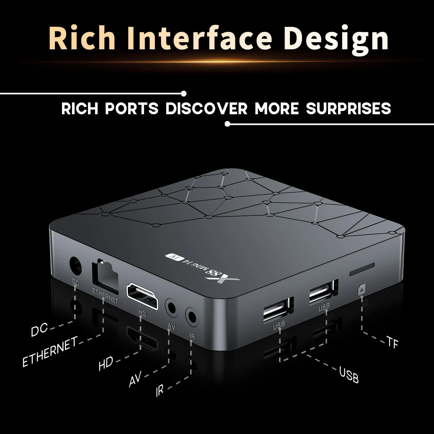 Android 14 TV Box, Android Box with 2GB RAM 16GB ROM RK3518 Quad-Core, Support 4k 2.4G/5.0G Dual WiFi 6, BT 5.0, 10/100M Ethernet Smart TV Box