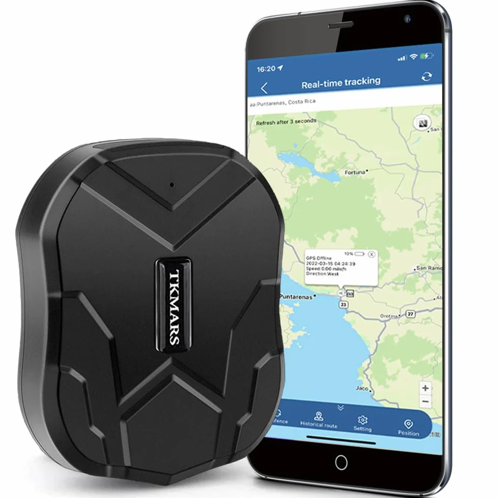 TKMARS Localizador GPS para Coche TK905 Rastreador sin Suscripción 90 días Espera 5000mAh Impermeable Antirrobo
