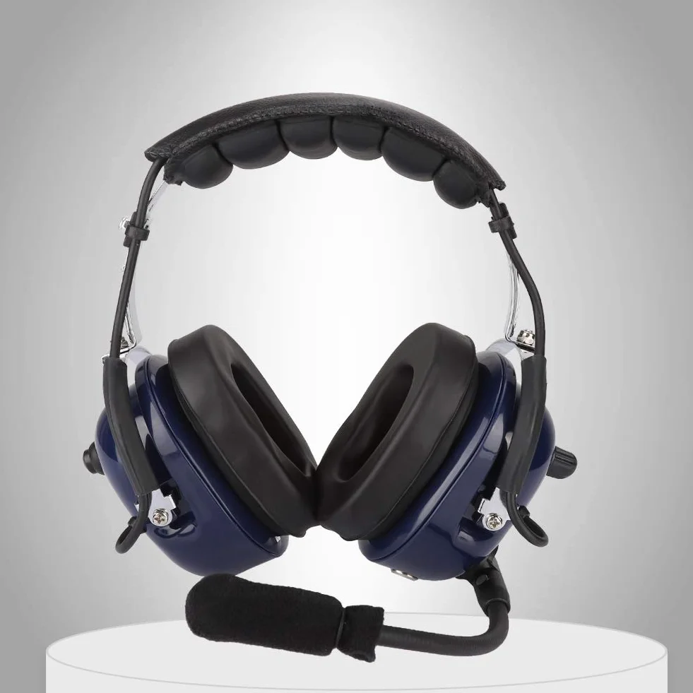 Auriculares de aviacin de Doble Enchufe headset aviación Acero Inoxidable audífonos de piloto Espuma a Prueba de Viento, reduccin de Ruido de 24 dB, Auriculares Electrónica aérea