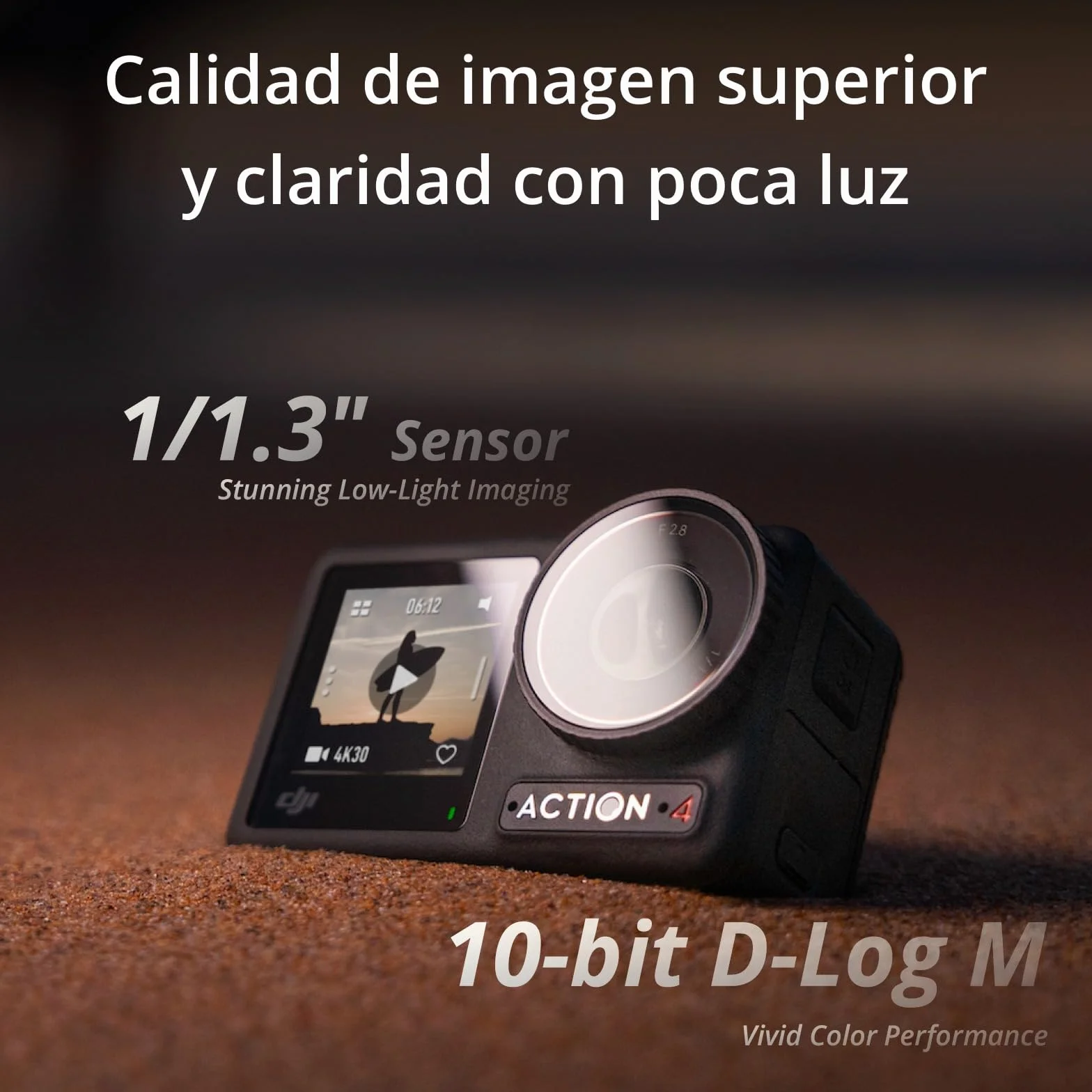 DJI Osmo Action 4 Pack Esencial Cámara de Acción Sumergible 4K/120 fps Sensor 1/1.3 Pulgadas D-Log M 10 bits Batería 1770 mAh