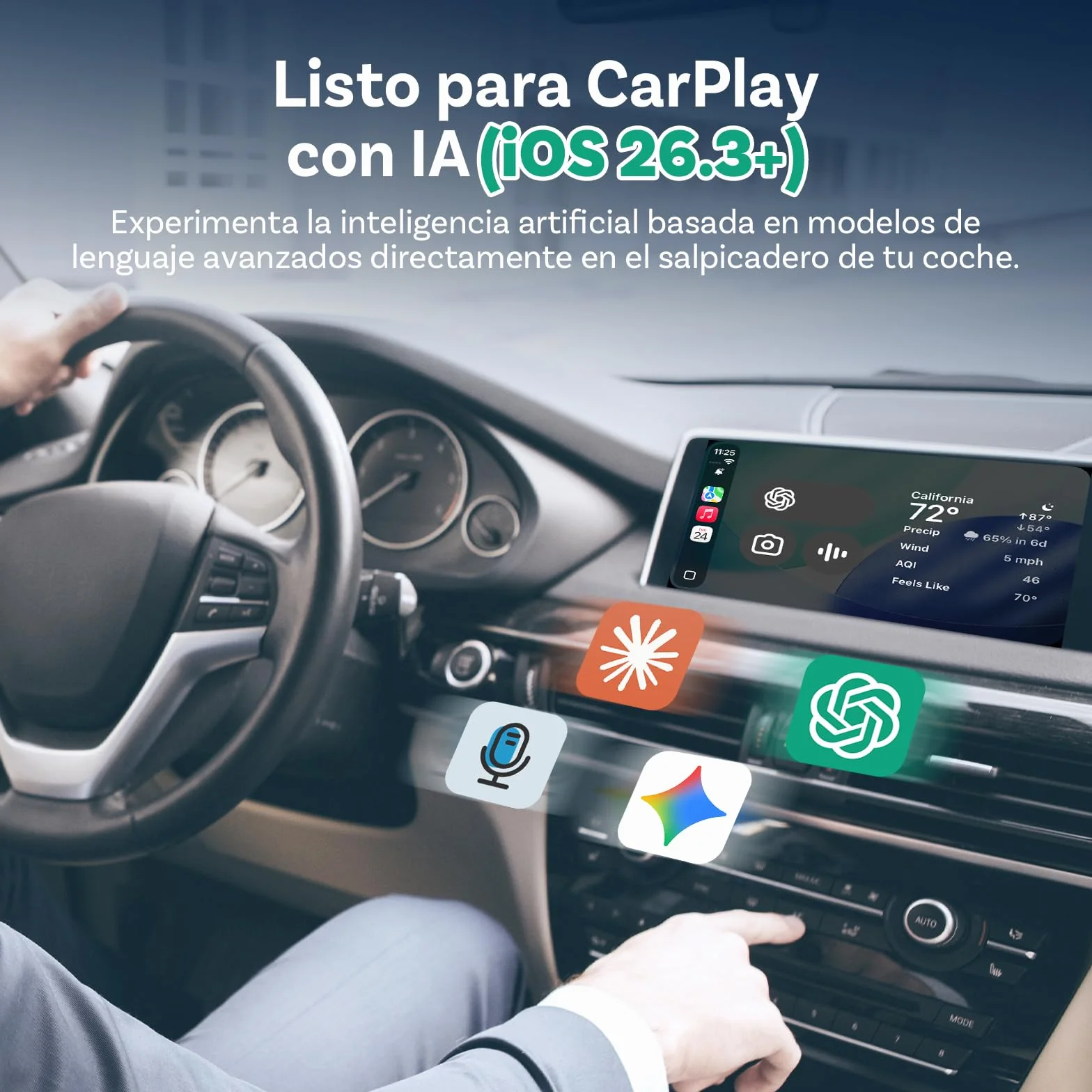 Ottocast Mini Cube 3.0 Adaptador CarPlay Inalámbrico – Dongle USB-C Ultra Mini, Reconexión Automática 5–8 s, Memoria para Dos Teléfonos, Convierte CarPlay y Android Auto por Cable a Inalámbrico