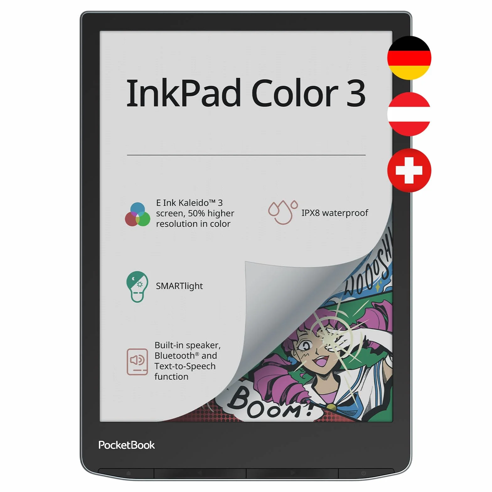 PocketBook InkPad Color 3 Stormy Sea Lector electrónico Pantalla Táctil 32GB WiFi Gris PB743K3-1-WW-B