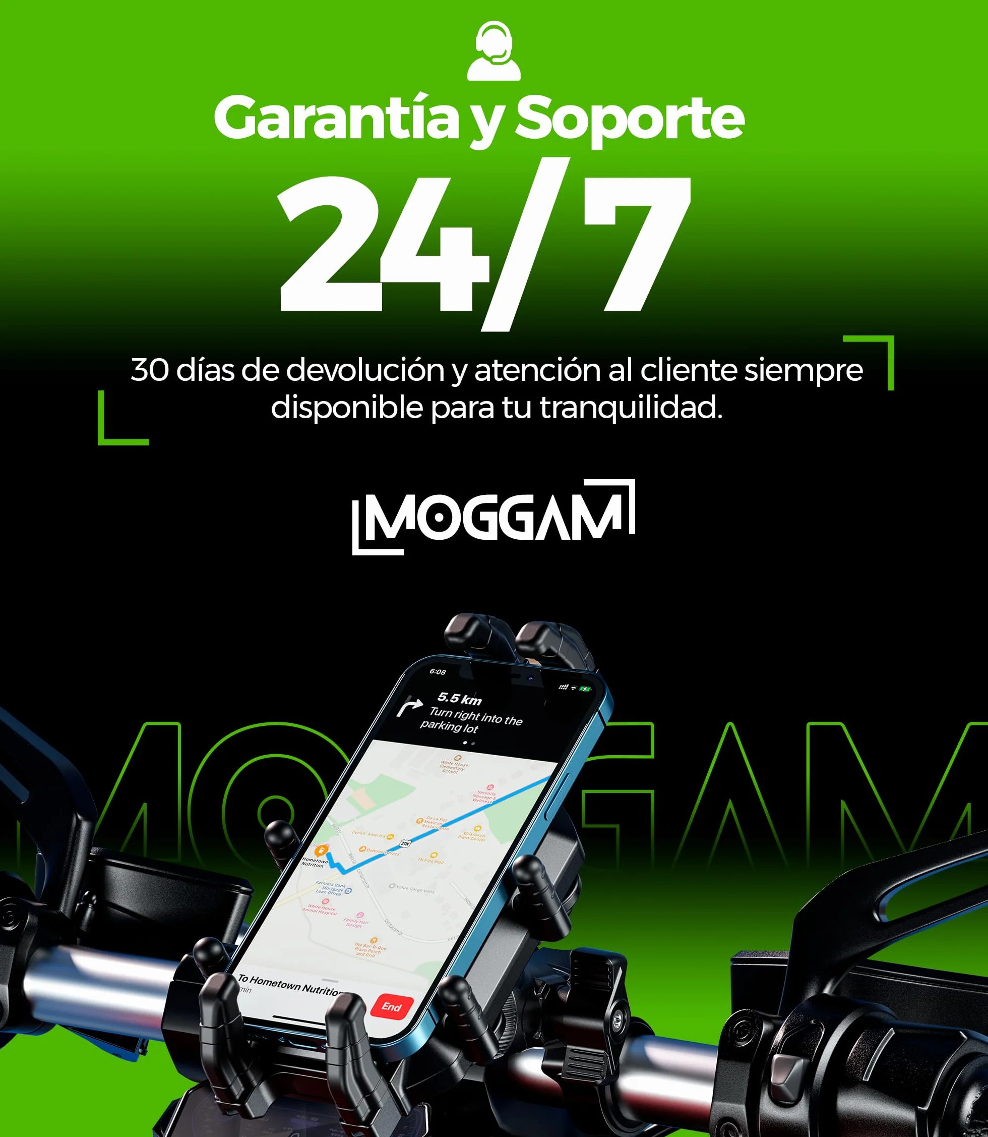 Soporte Móvil Moto Trail Antivibración Antirrobo Compatible Smartphones 5.4-7.2 Pulgadas
