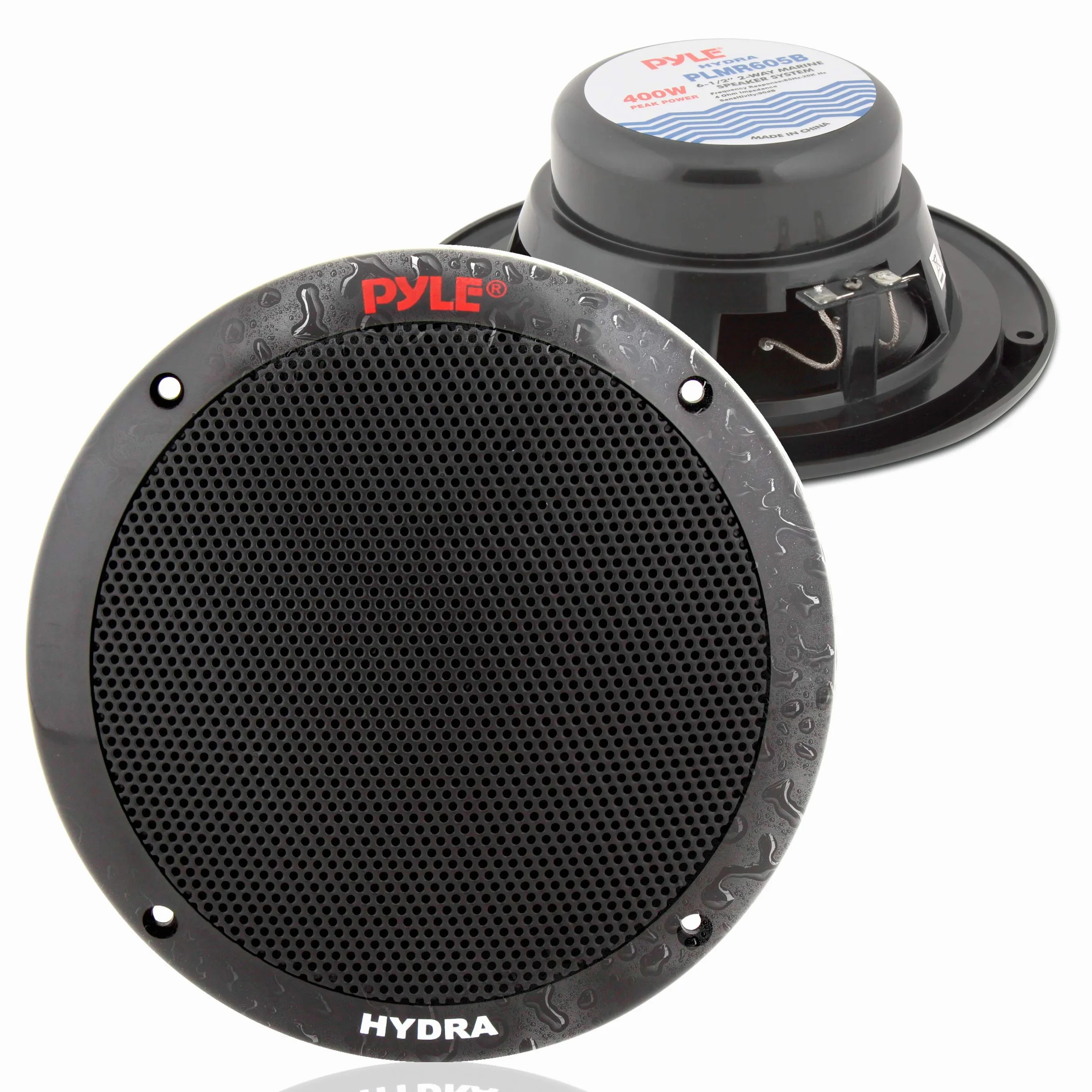 Pyle Altavoces Marinos 400W, 2 vías Iimpermeables, para Barco y Exterior con Sonido Estéreo, Rango Completo, Montaje Universal, 16.5 cm
