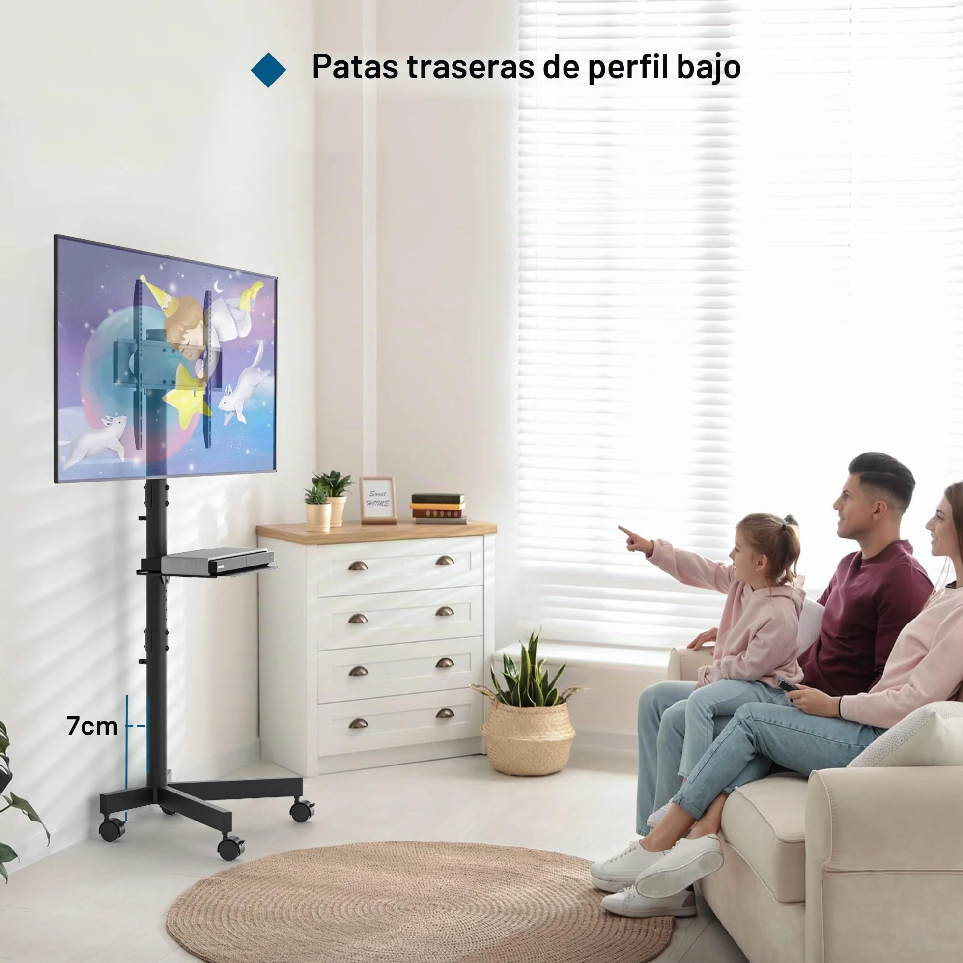 BONTEC Soporte TV Ruedas para Televisión de 23-60 Pulgadas, Móvil, Altura Ajustable, hasta 25 kg, VESA 400x400 mm