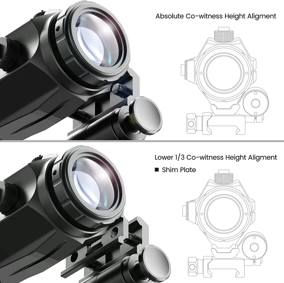 Feyachi M40 Mira de Punto Rojo 3X Lupa de Punto Rojo con Montura abatible a un Lado, Ajuste de Enfoque, Ajustable en Distancia y elevación, 37/40MM de Altura, Sólo para Actividades Deportivas