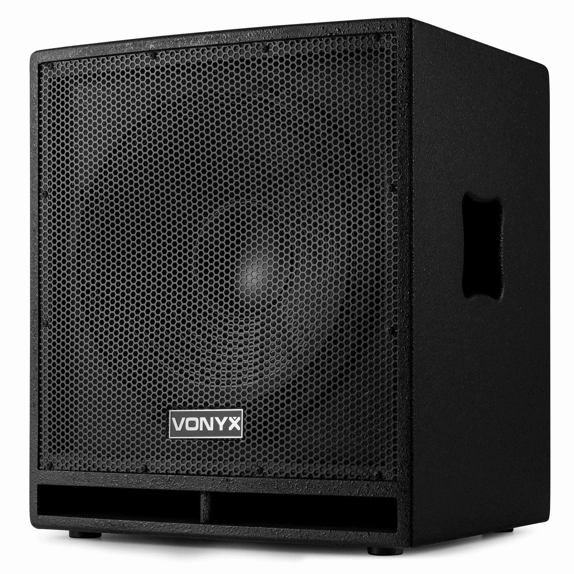 Vonyx SWP15 Pro Subwoofer PA Activo 38cm 15", 800W Potencia máxima, Amplificador Integrado, Bass Reflex, Altavoz Graves Apto Montaje en trípode, Ideal para Disco móvil, DJ, Eventos, conciertos.