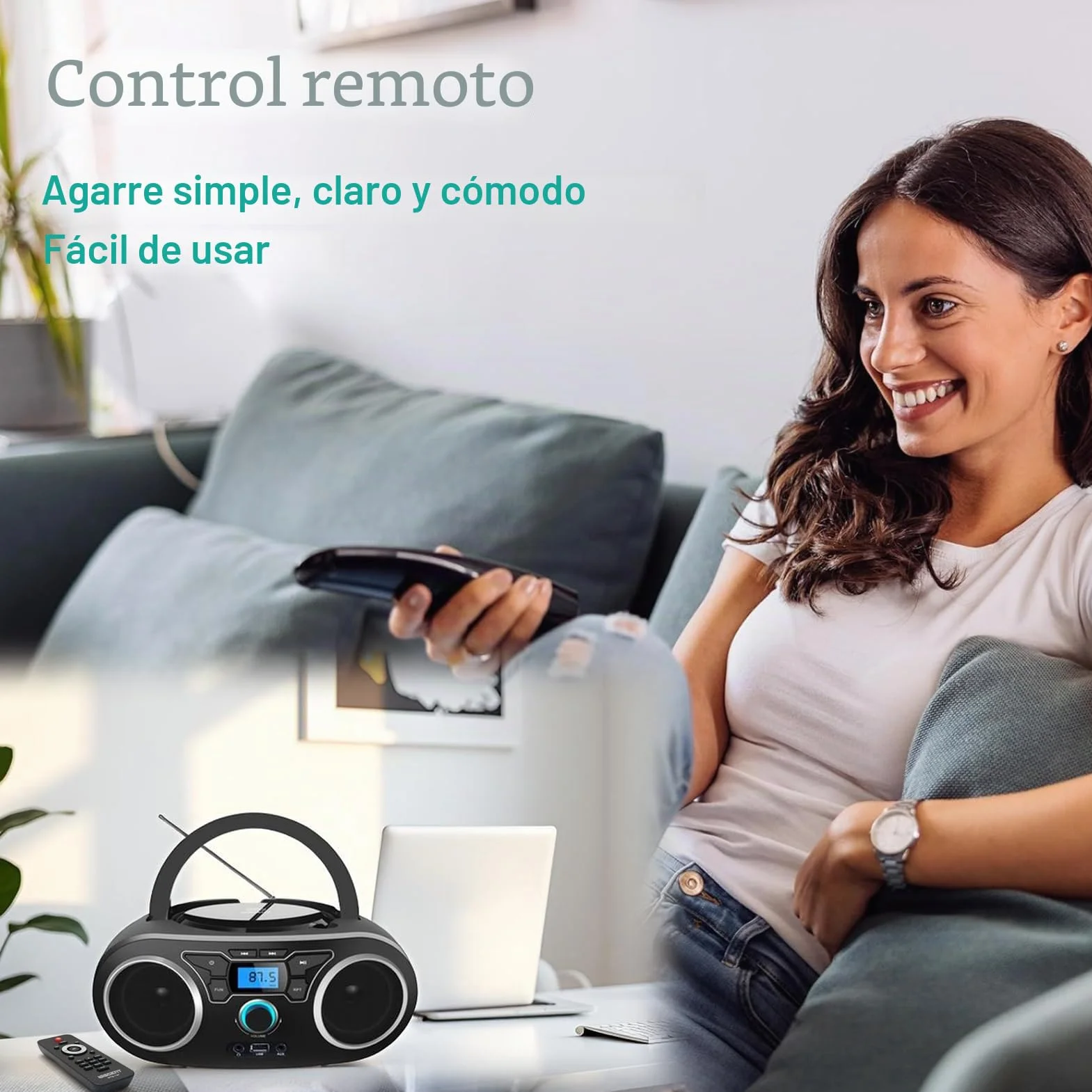Reproductor de CD, portátil con Bluetooth, Radio FM portátil estéreo con Sonido cristalino, reproducción de CD MP3, Entrada USB/AUX, CD para niños