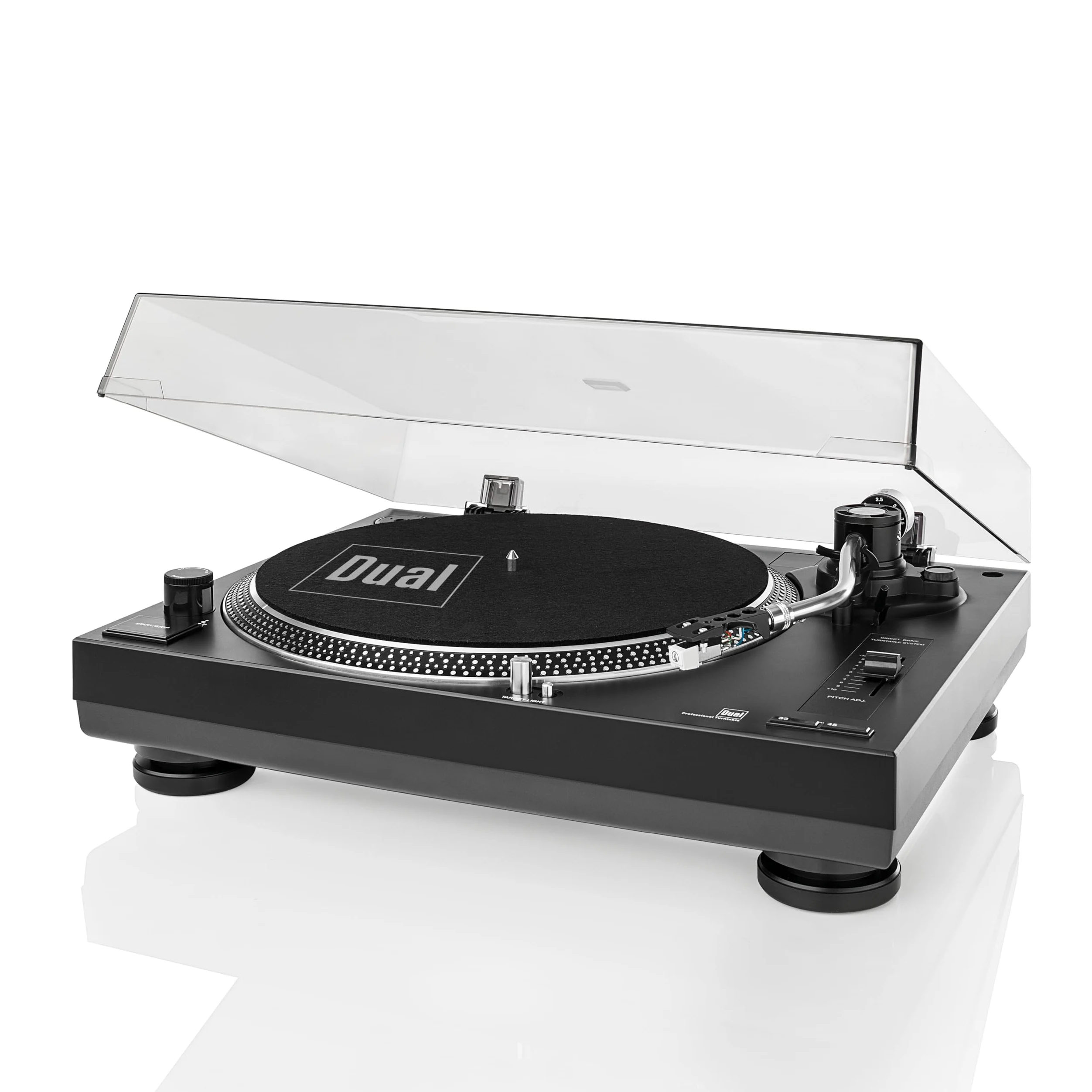 Dual DTJ 301.1 USB - Tocadiscos para DJ (33/45 U/min, control de velocidad, sistema fonocaptor magnético, iluminación de agujas, cable USB), color negro [Importado de Alemania]